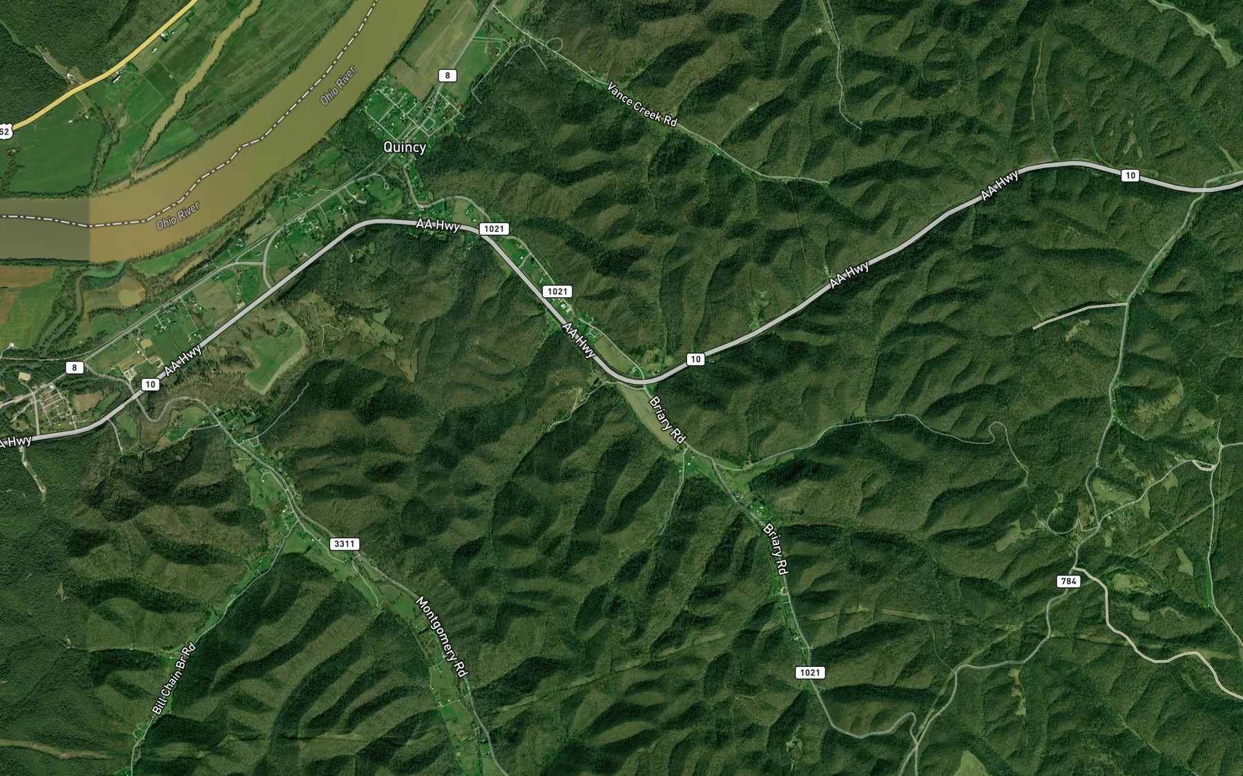 Satellite map of the Schultz Fork