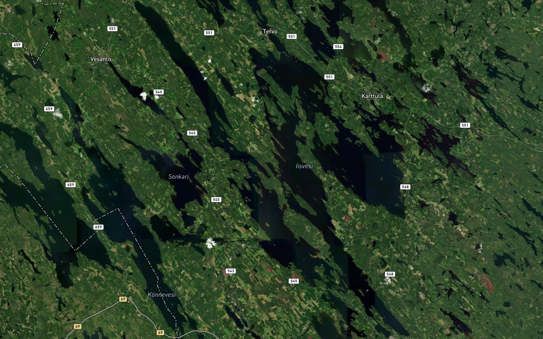Satellite map of the Iisvesi