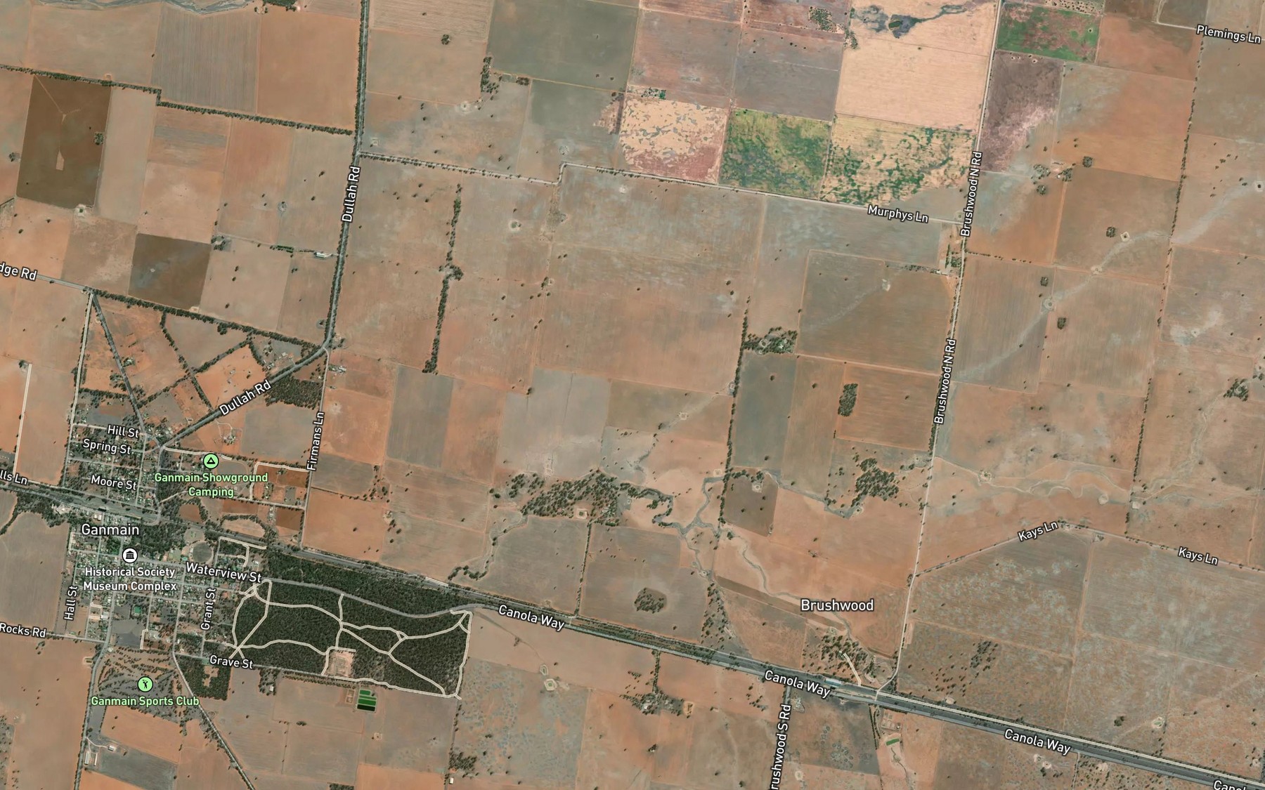 Satellite map of the Boggy Creek