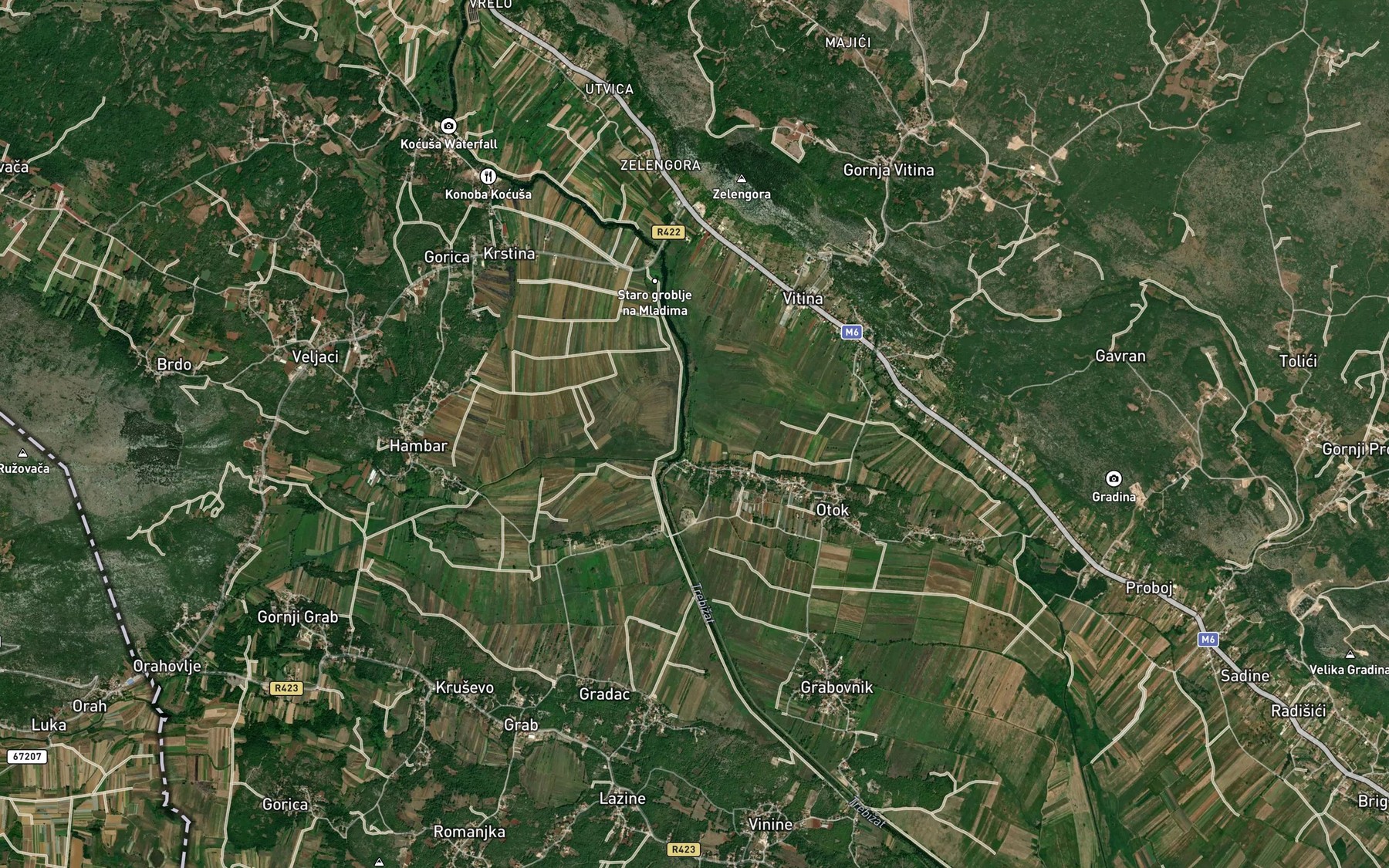 Satellite map of the Modra Matica