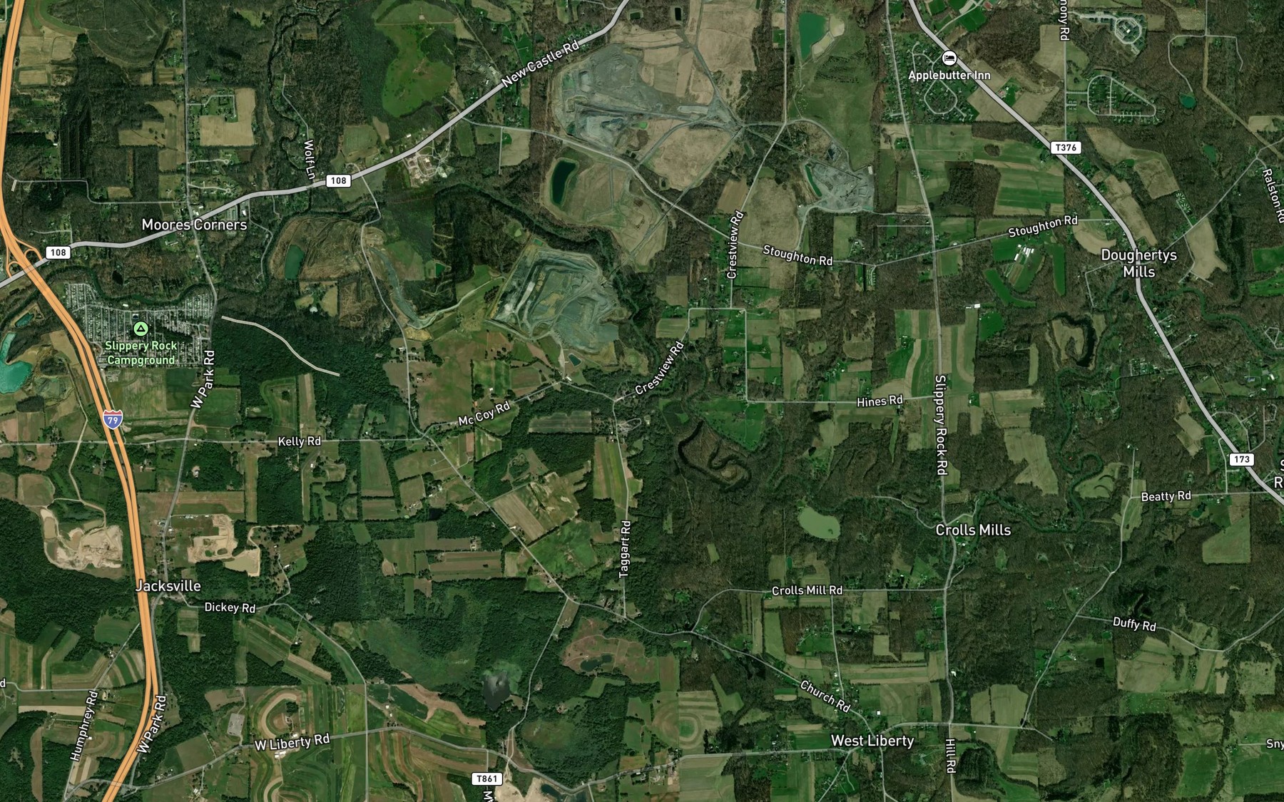 Satellite map of the Hogue Run