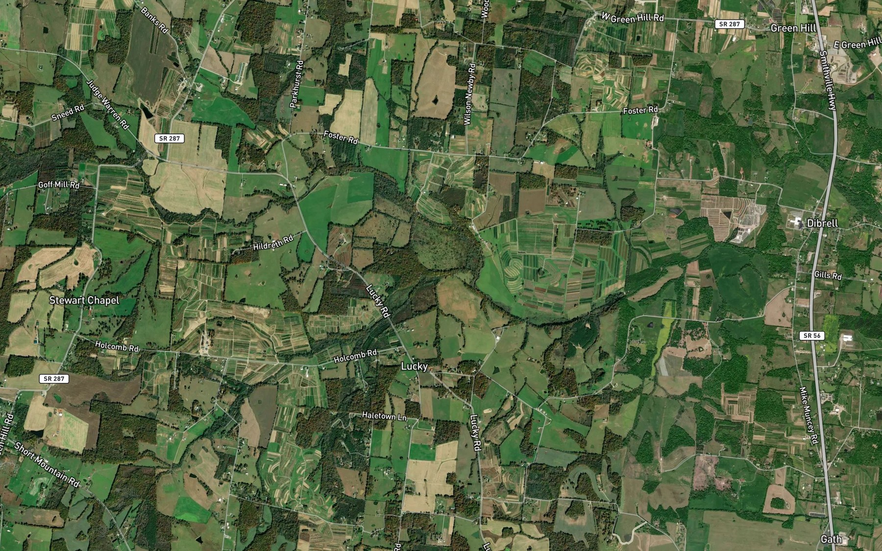 Satellite map of the Long Hollow Branch