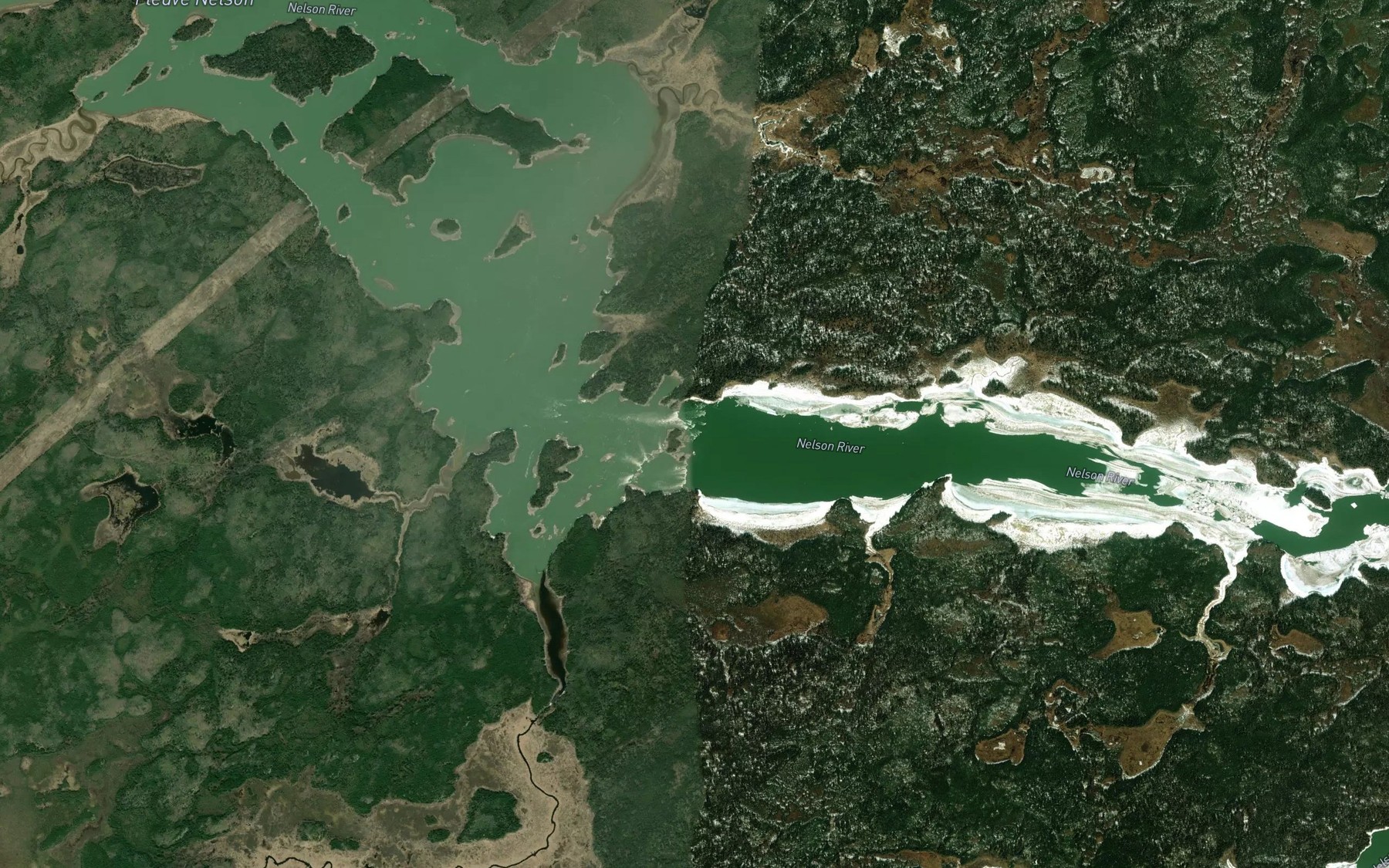 Satellite map of the Bladder Rapids