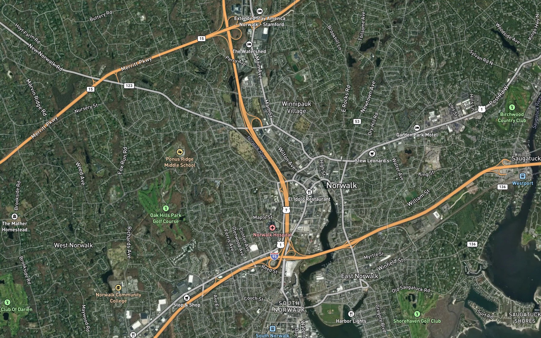 Satellite map of the Bishop Mill Pond (historical)