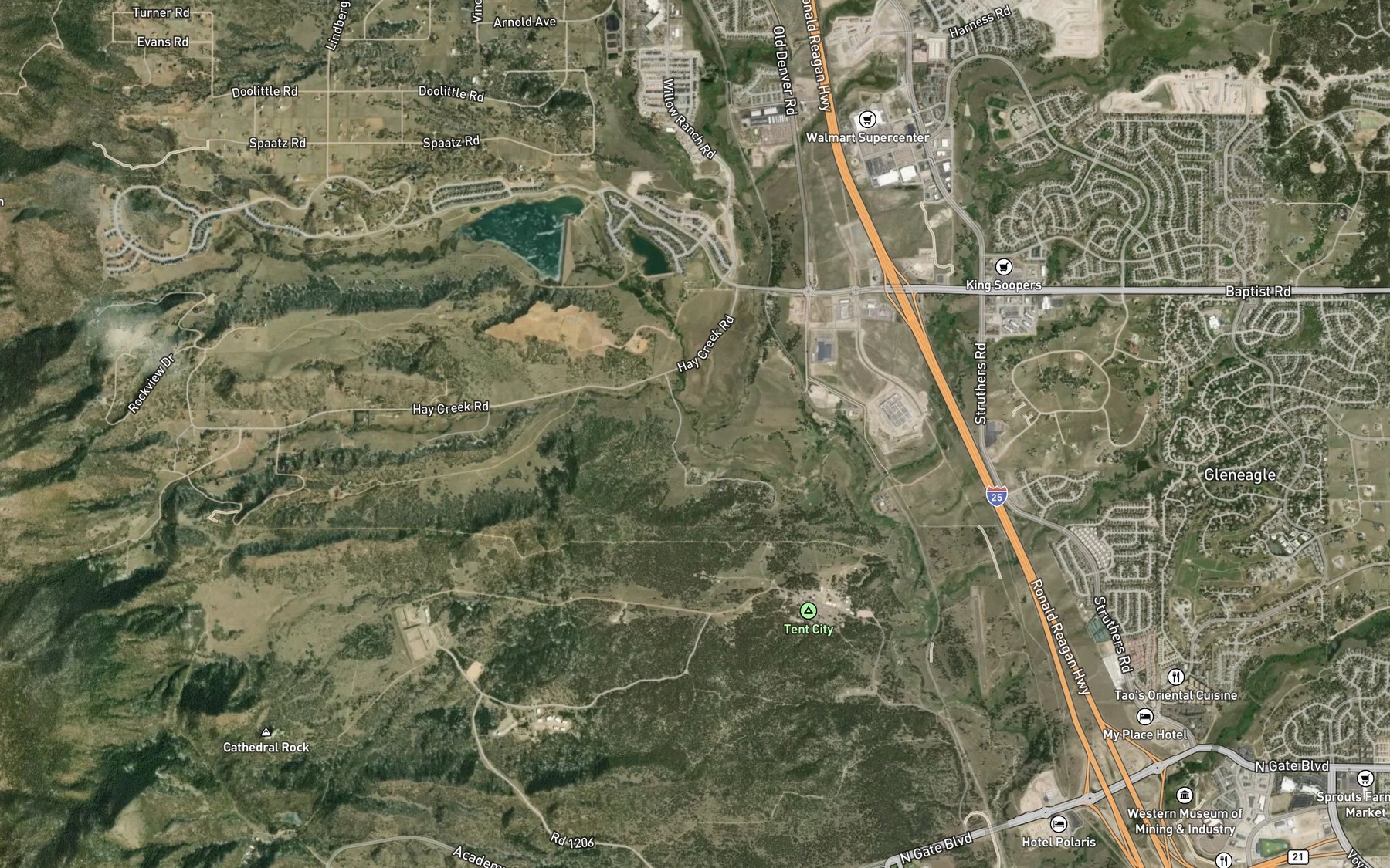 Satellite map of the Beaver Creek