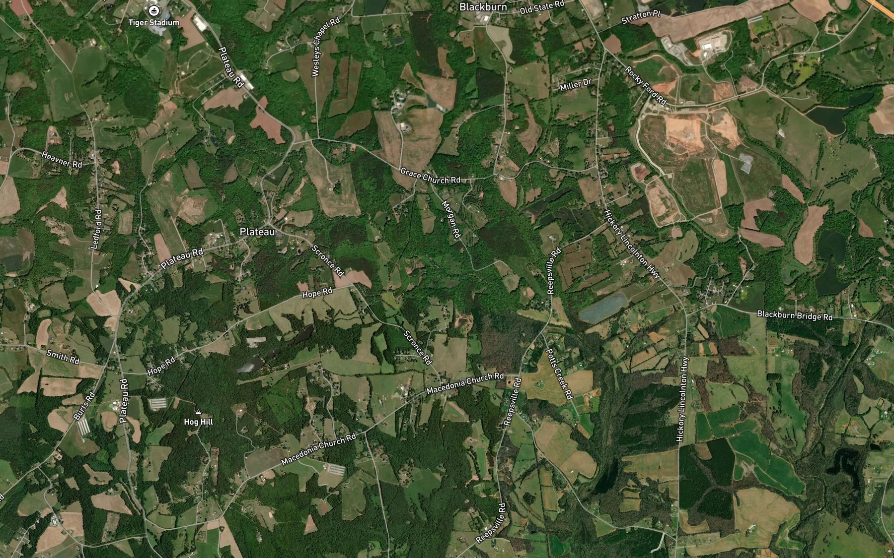 Satellite map of the Sampson Creek