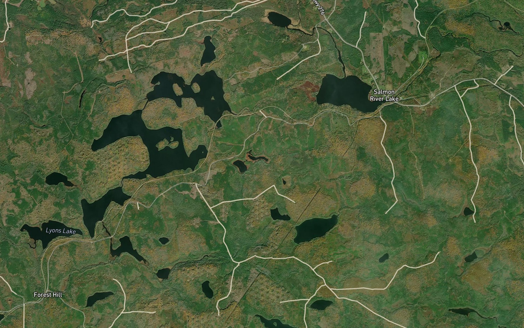 Satellite map of the Mink Lakes