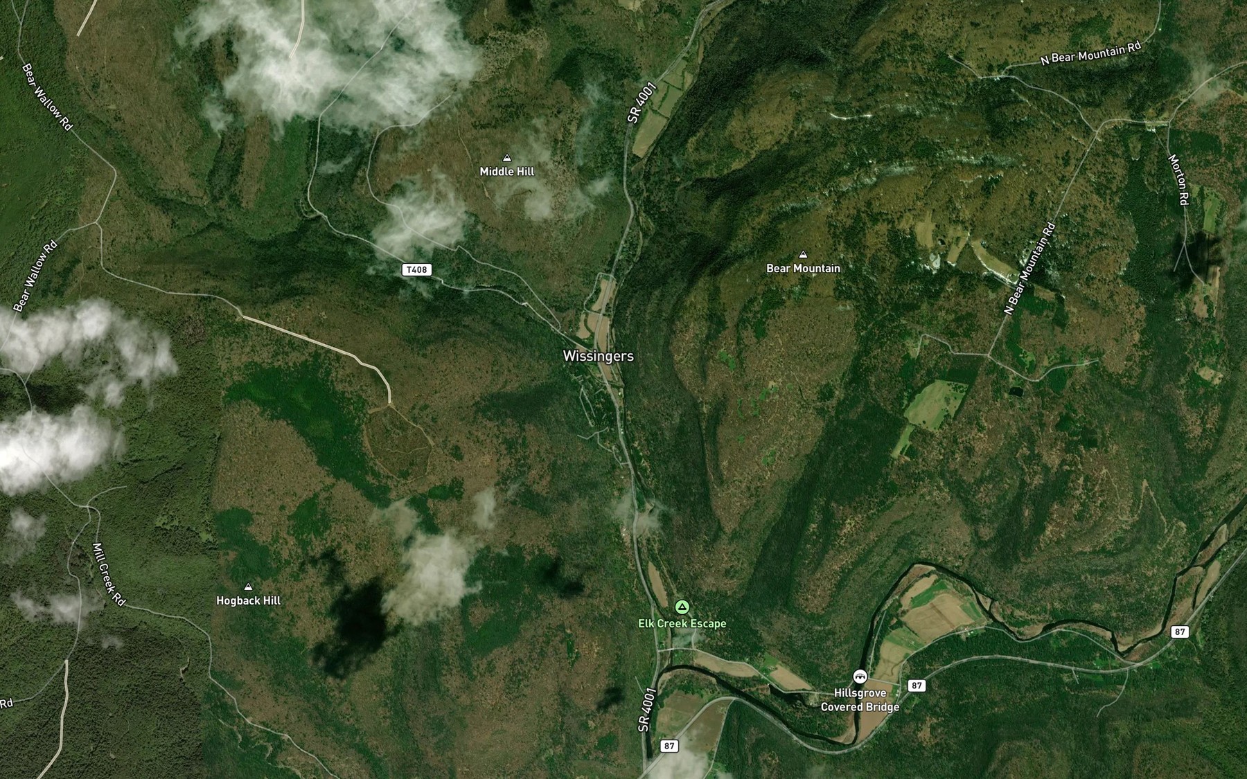 Satellite map of the Hoagland Branch