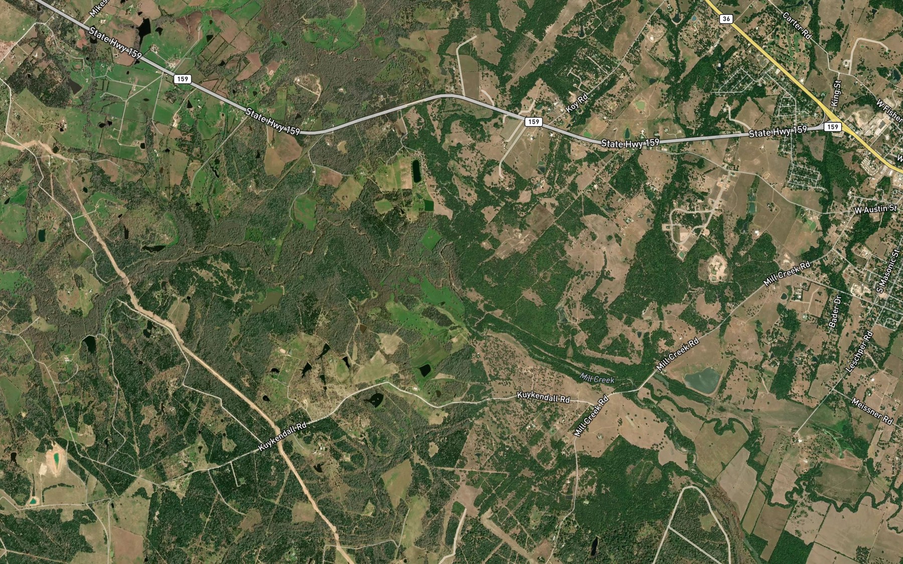 Satellite map of the West Mill Creek
