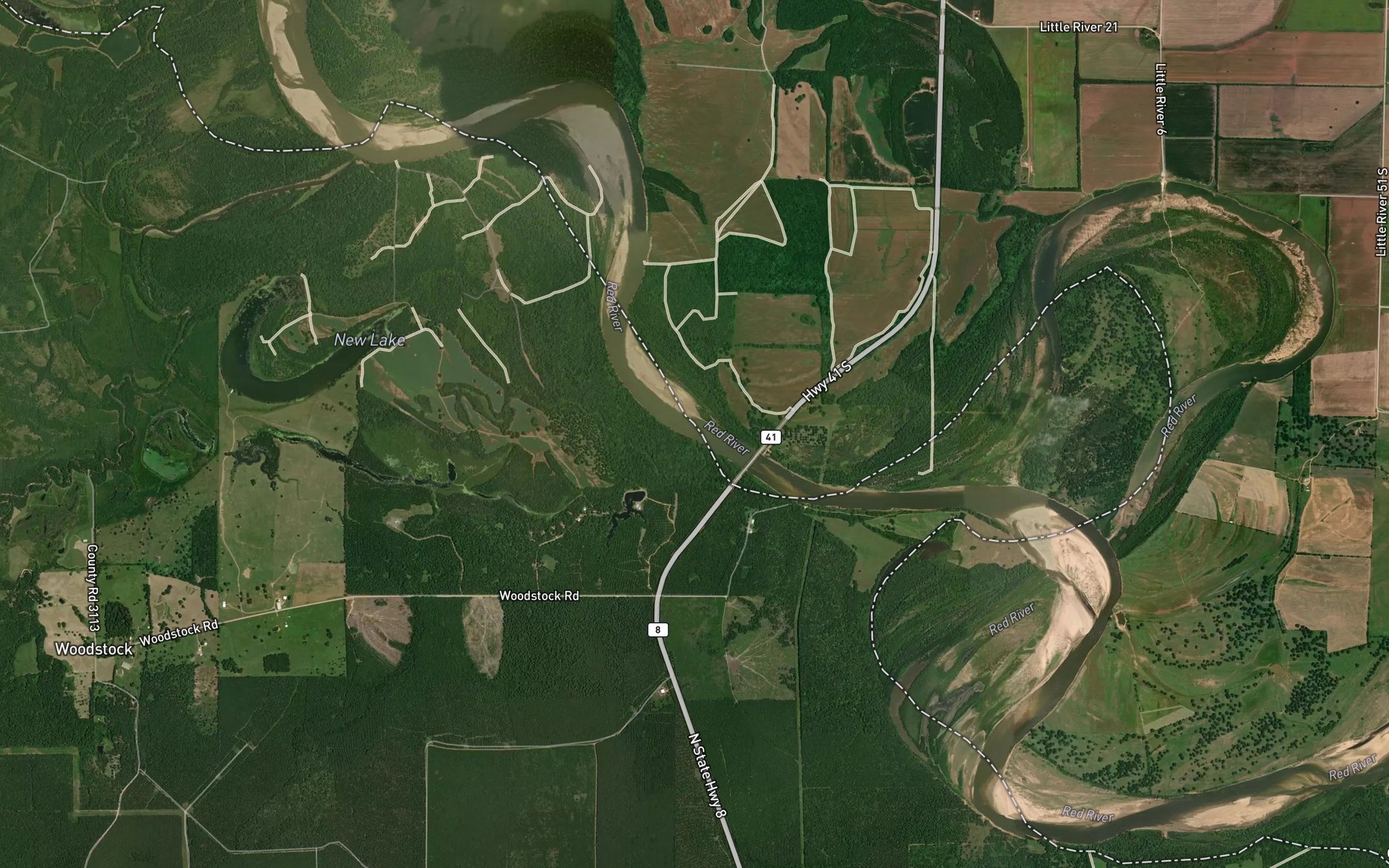 Satellite map of the Mud Creek