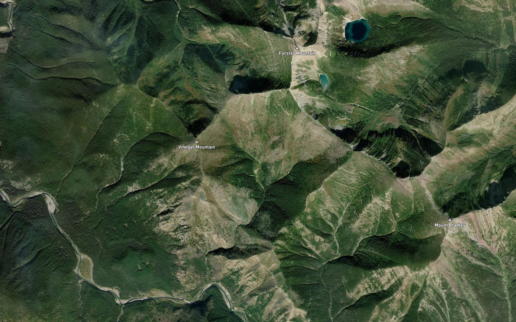 Satellite map of the Vinegar Creek
