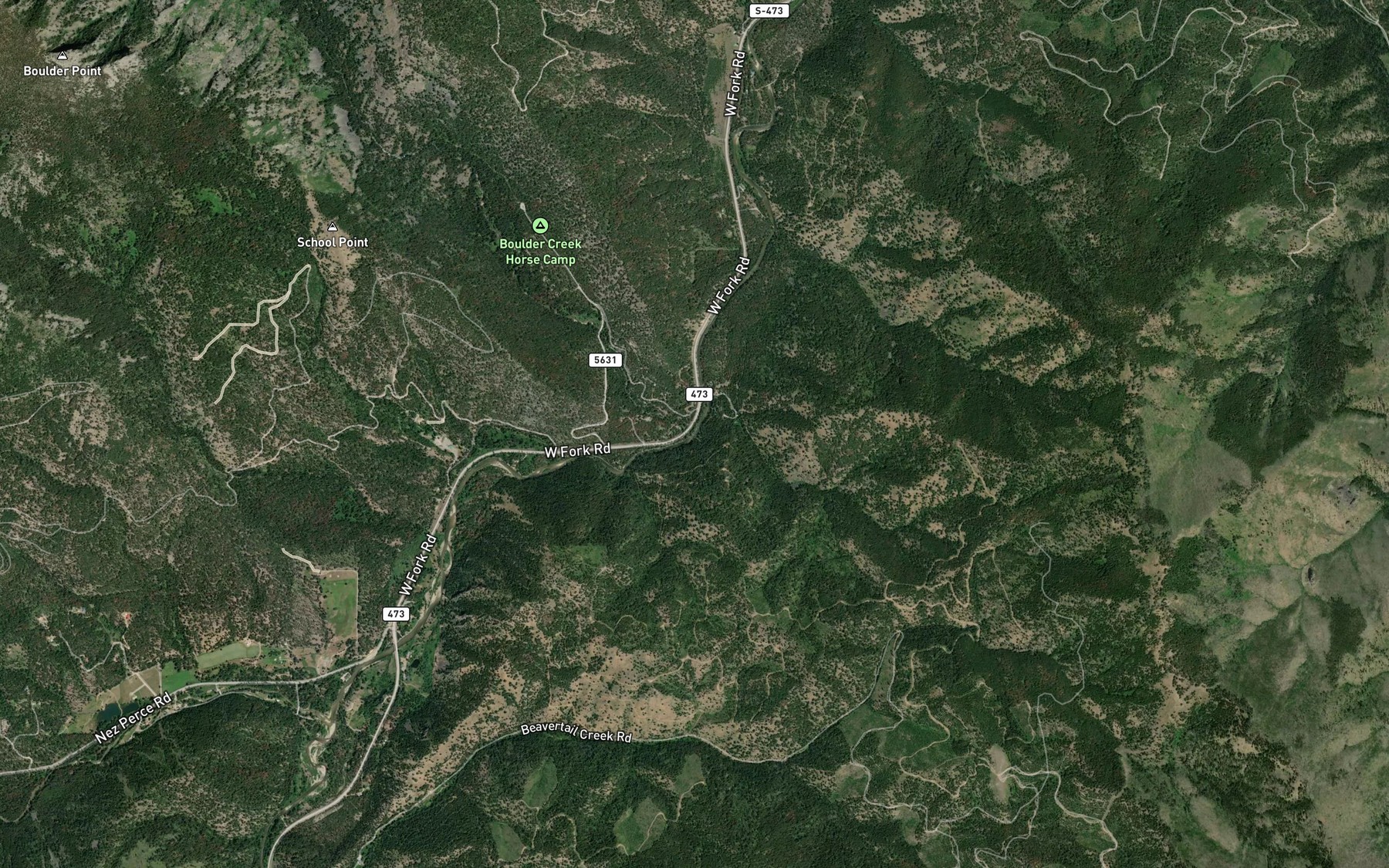 Satellite map of the Boulder Creek