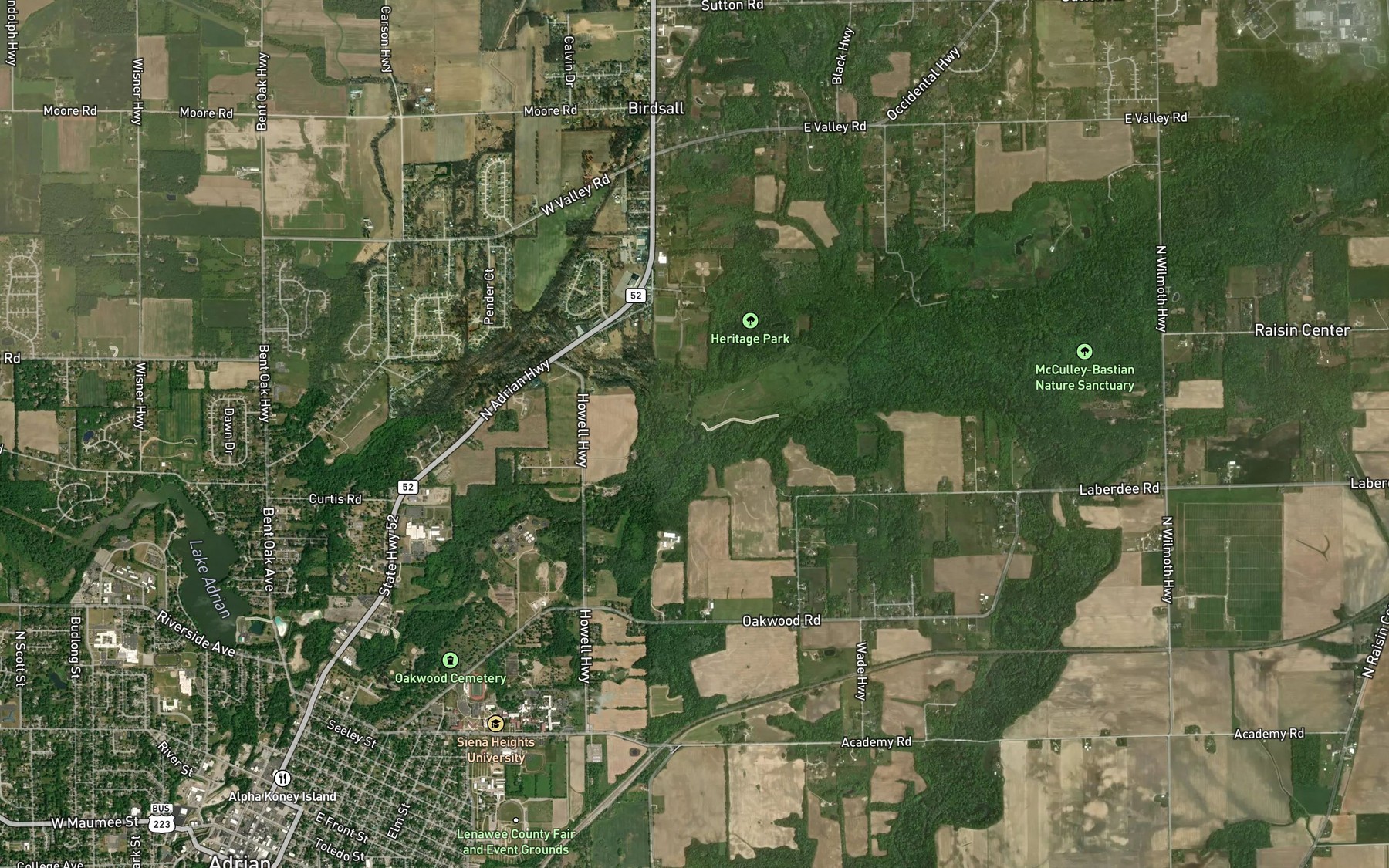 Satellite map of the Beaver Creek
