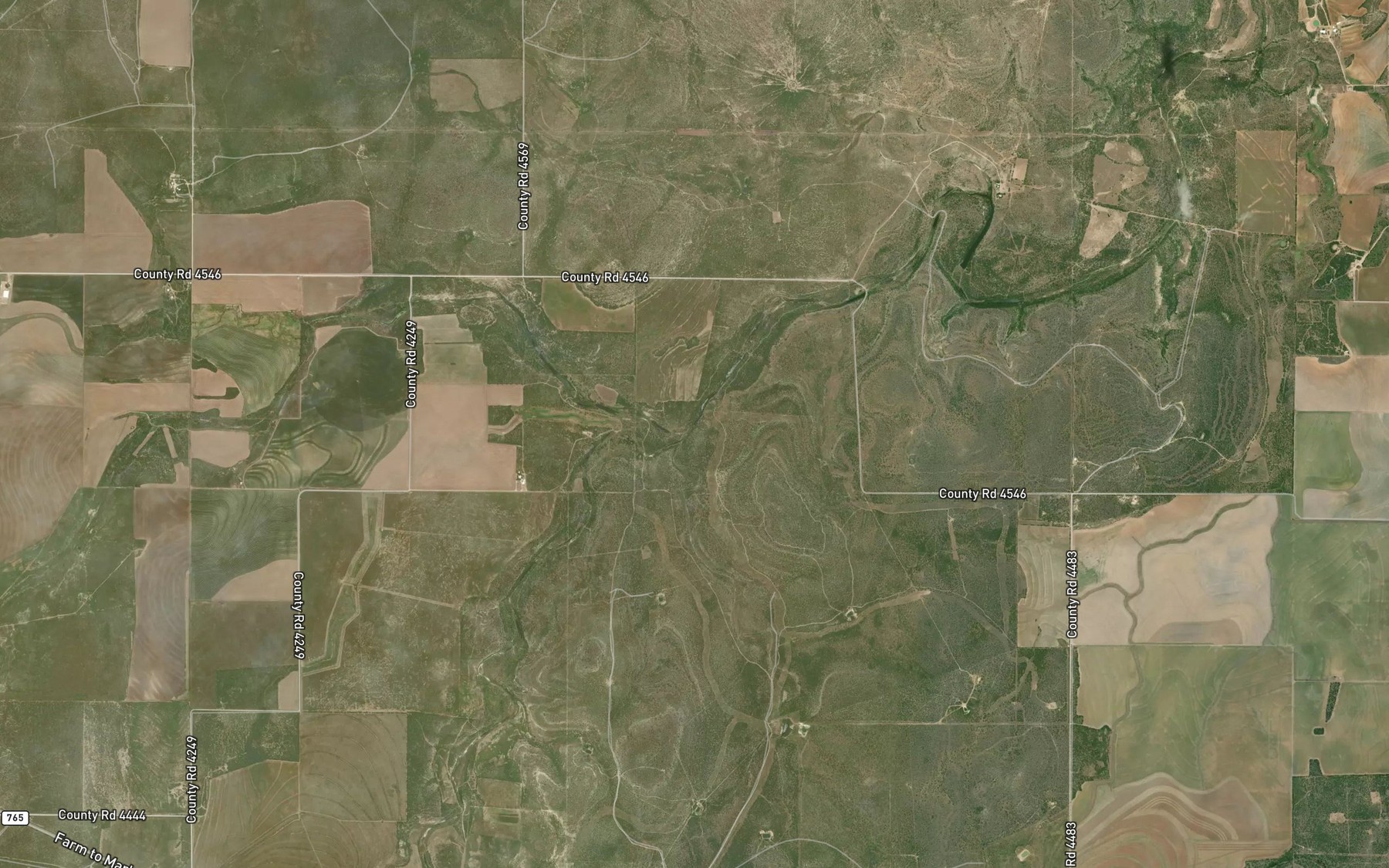 Satellite map of the East Fork Mustang Creek