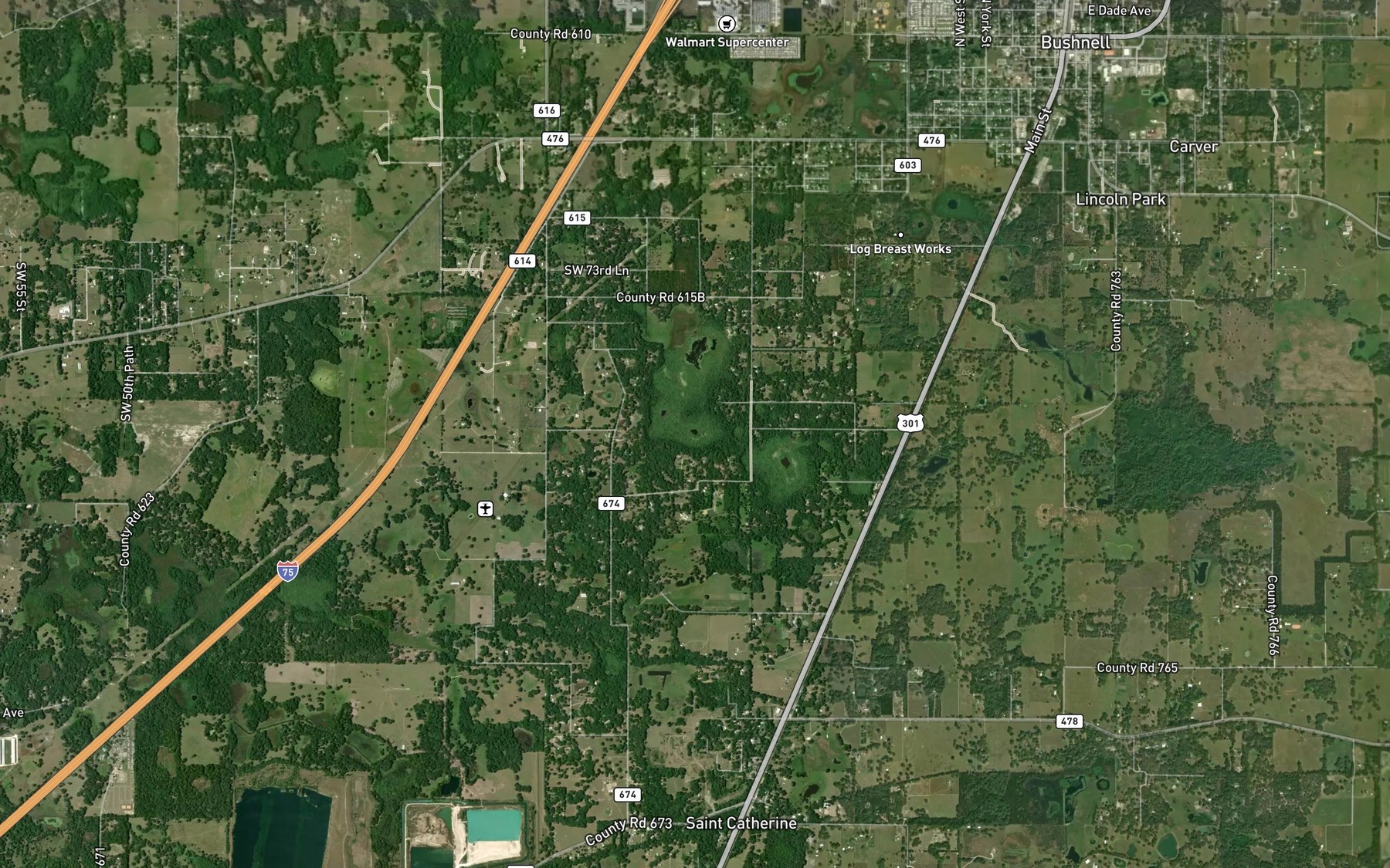 Satellite map of the Rock Lake