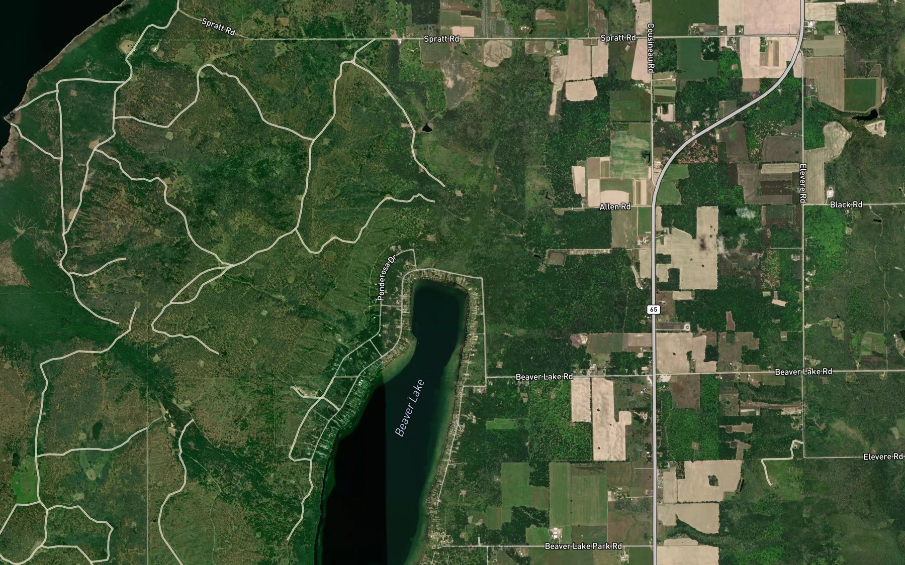 Satellite map of the Rayburn Creek