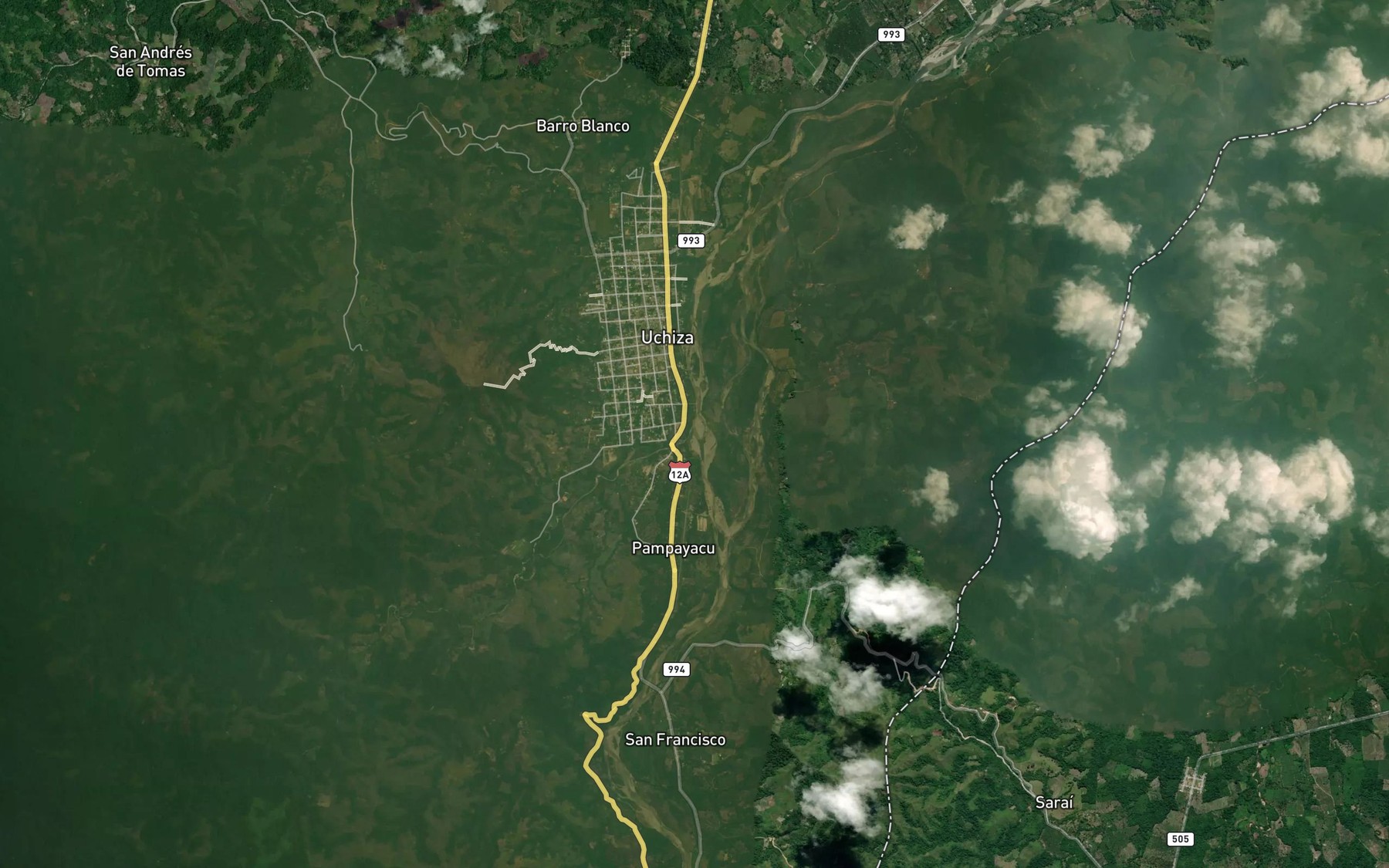Satellite map of the Quebrada Trancayacu