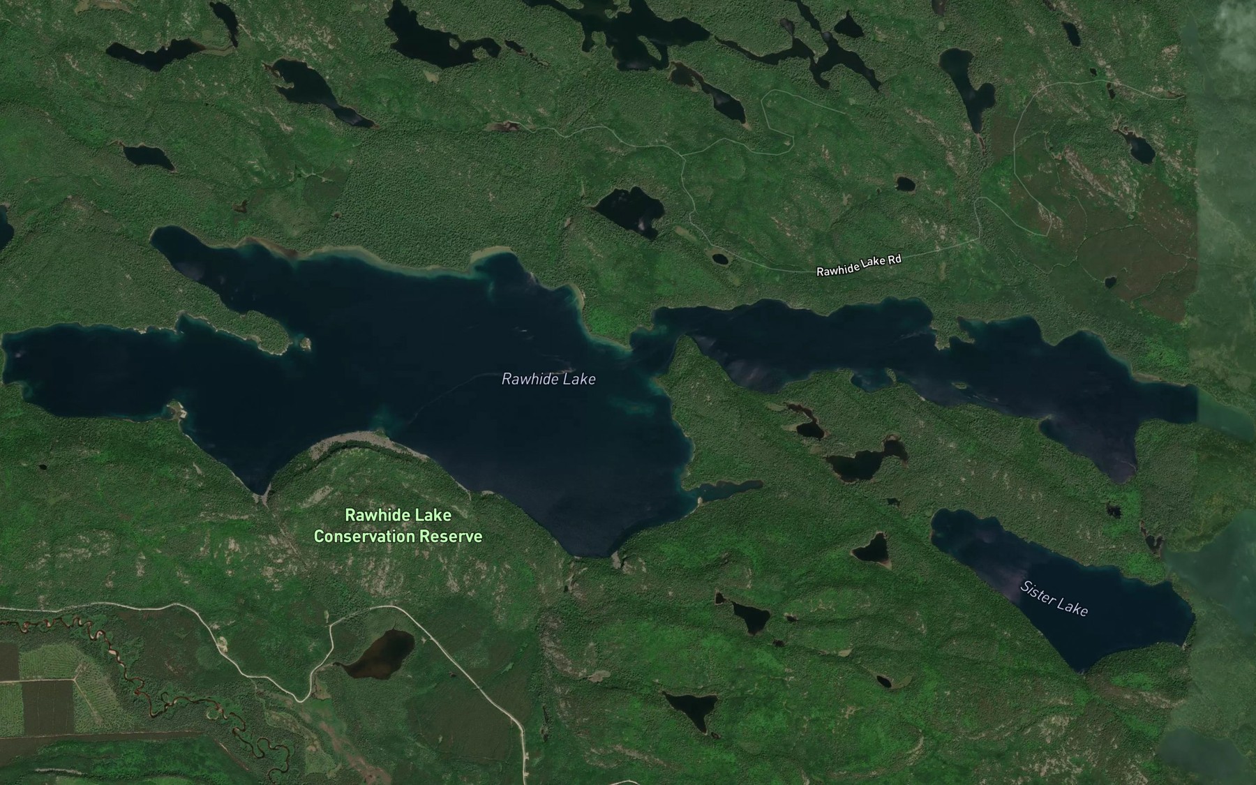 Satellite map of the Rawhide Lake