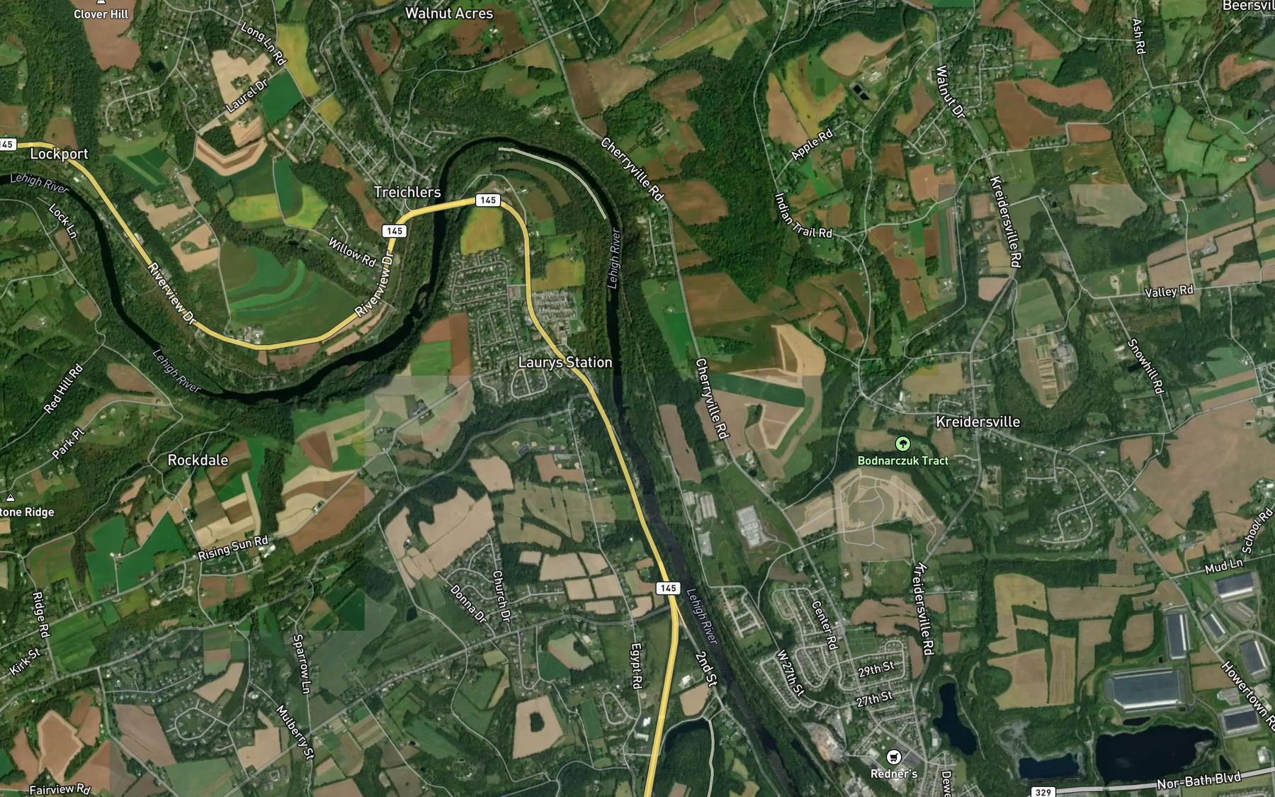 Satellite map of the Spring Pond