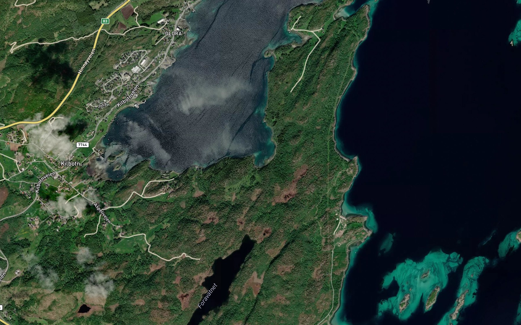 Satellite map of the Kjosen
