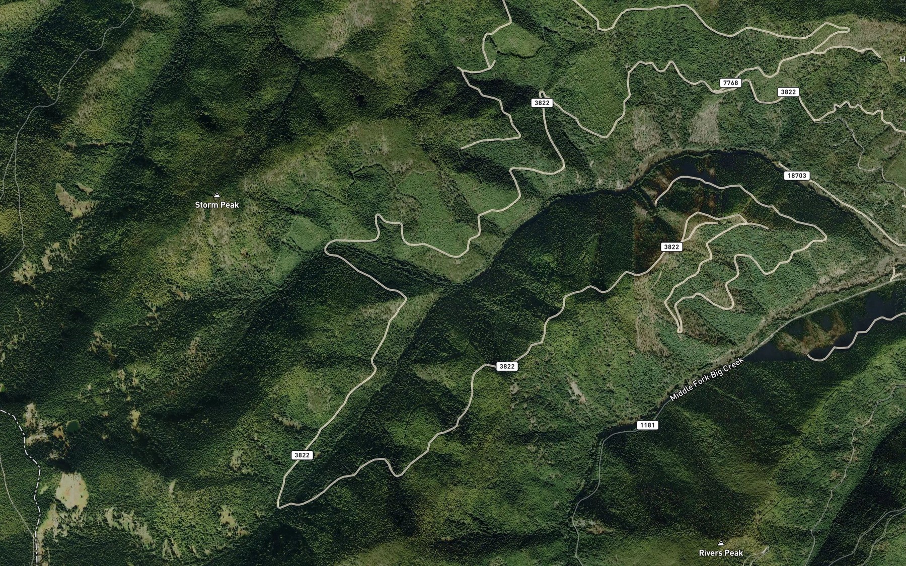 Satellite map of the Gilt Edge Creek