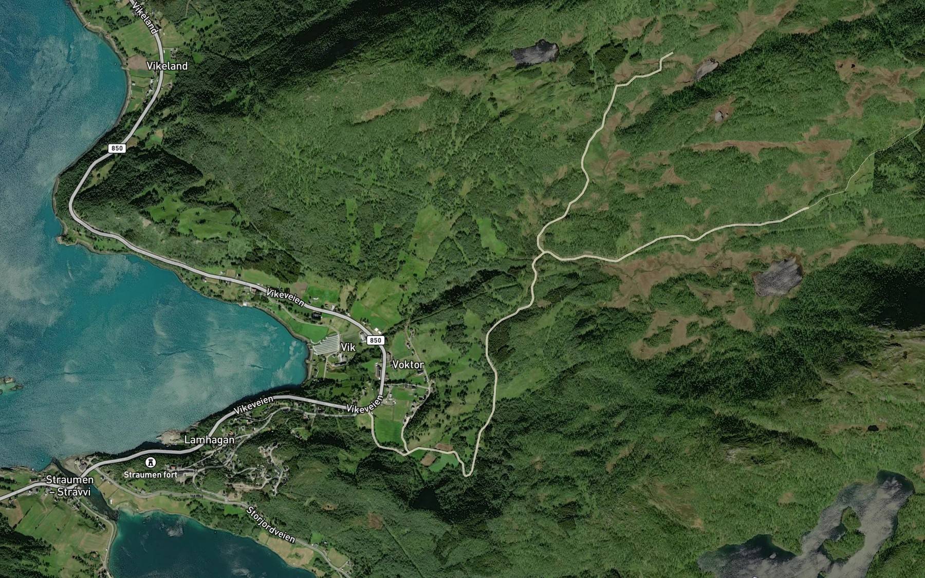 Satellite map of the Vikelva