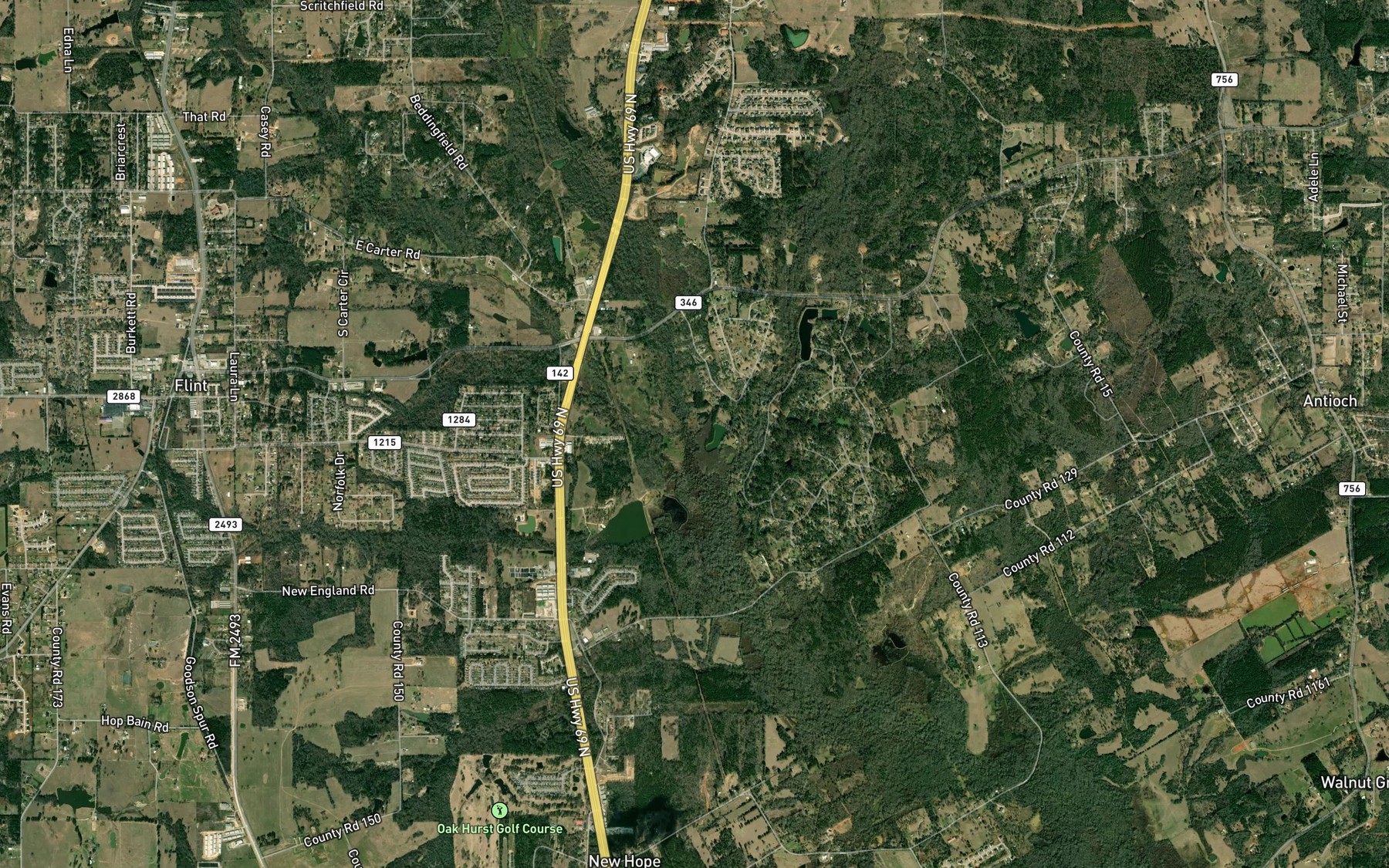 Satellite map of the Henshaw Creek