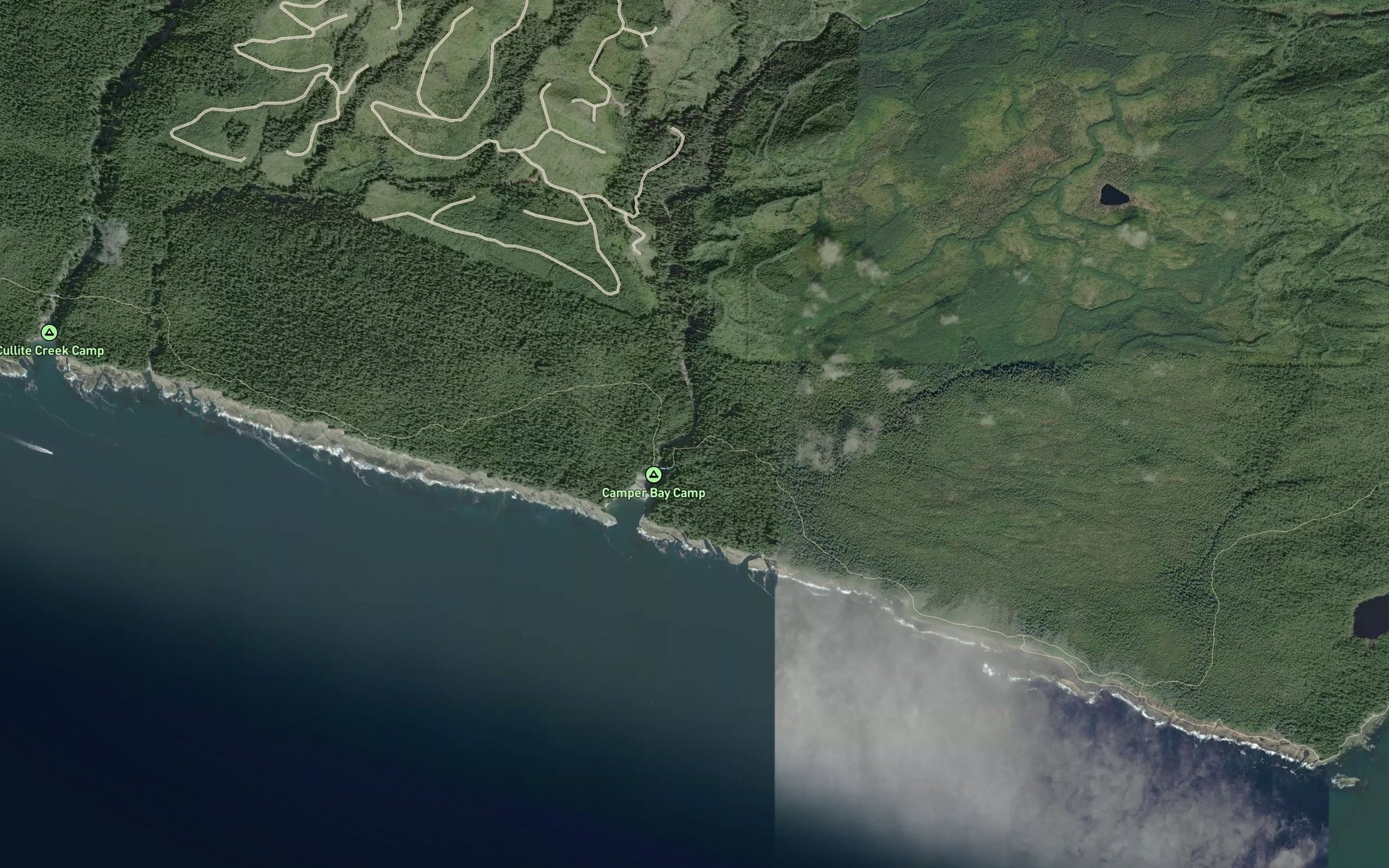 Satellite map of the Camper Creek