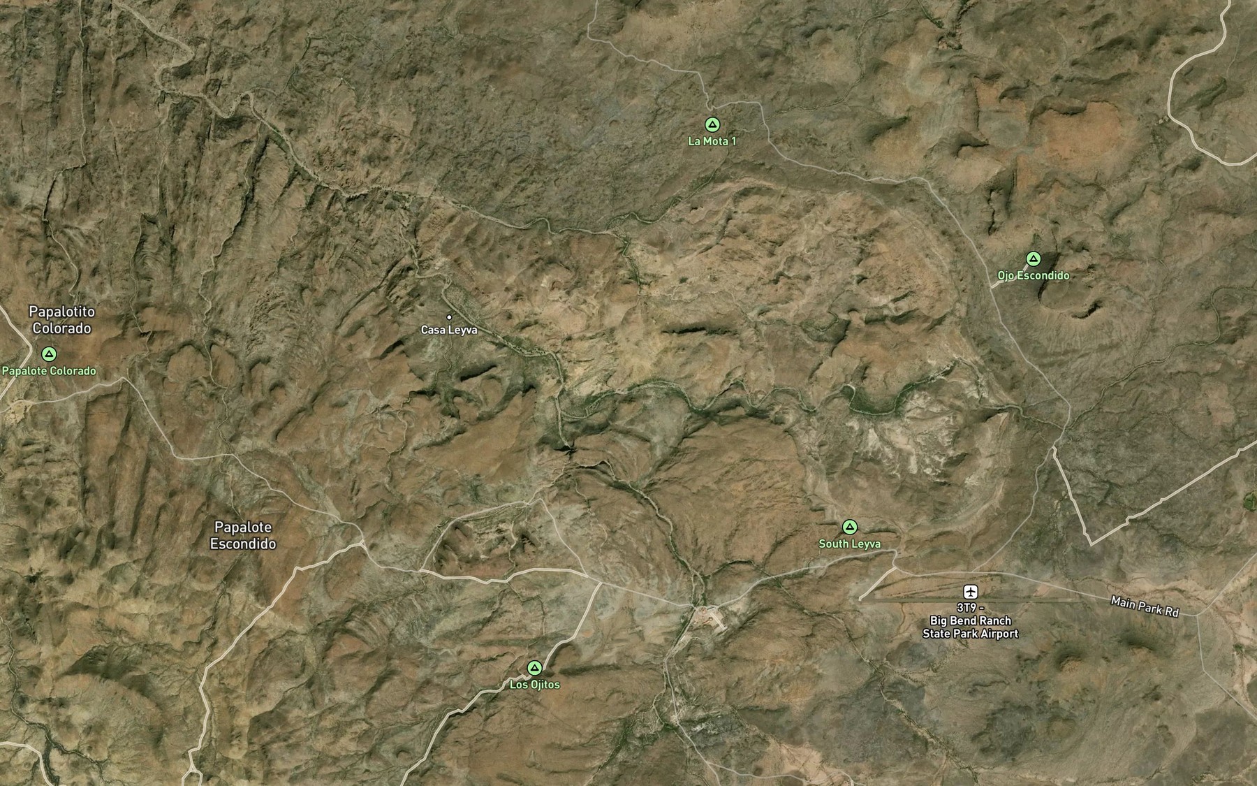 Satellite map of the Lava Escondido Spring