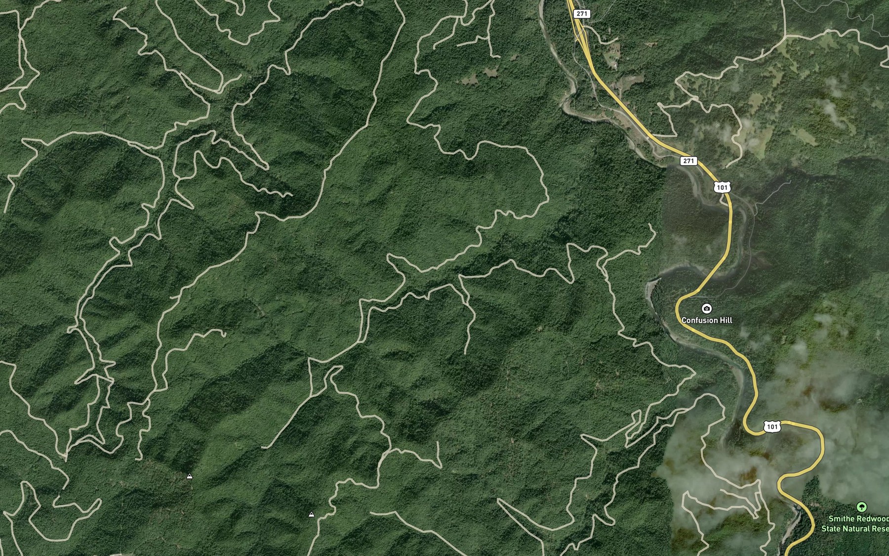 Satellite map of the Cub Creek