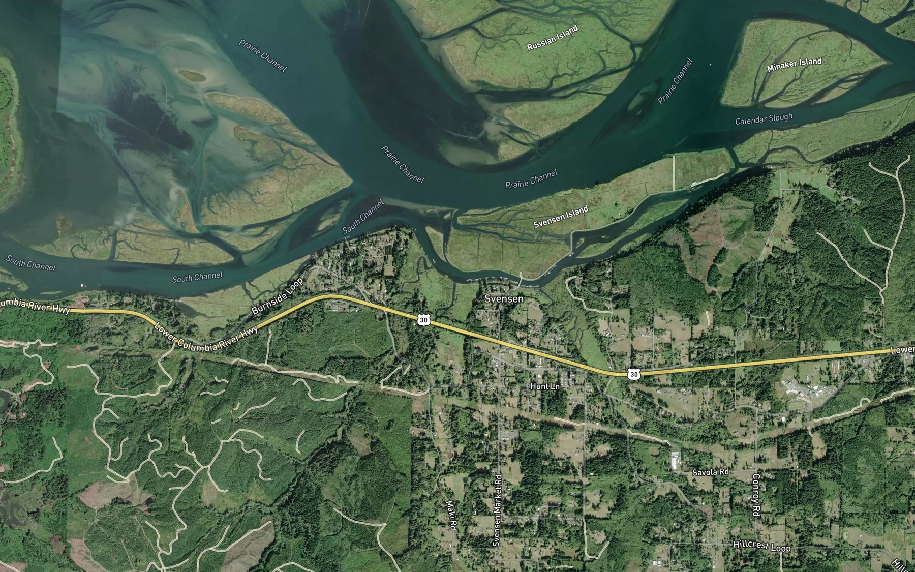 Satellite map of the Bear Creek