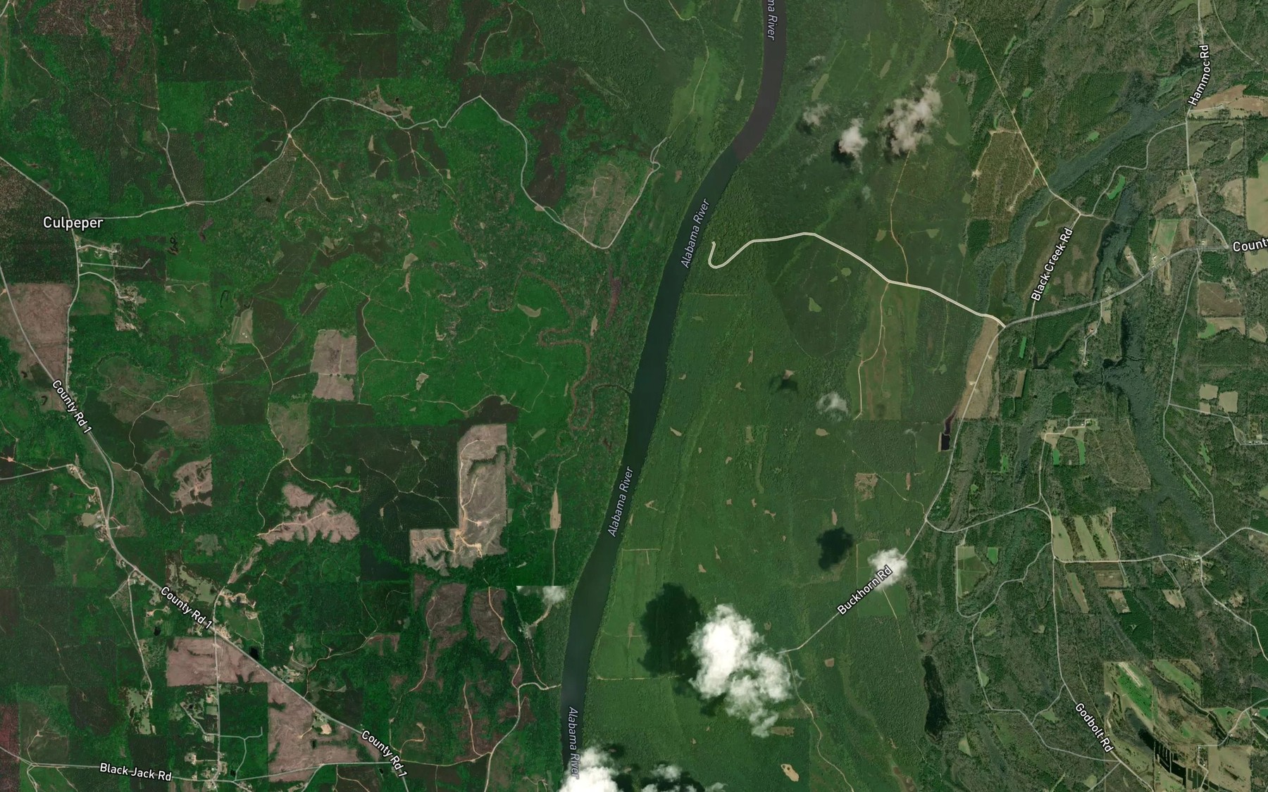 Satellite map of the Bear Creek