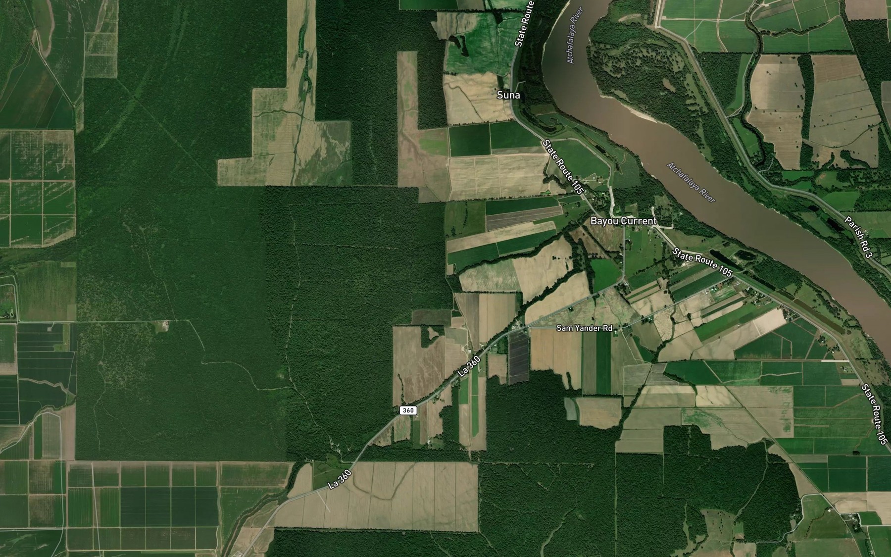 Satellite map of the Crooked Bayou