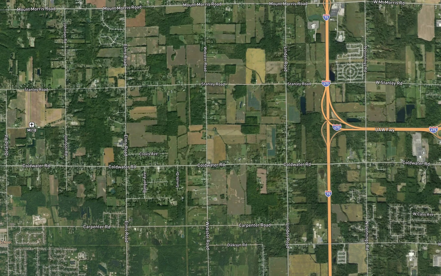 Satellite map of the Cattail Swamp Drain
