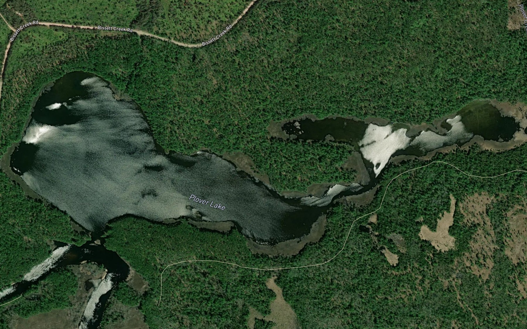 Satellite map of the Plover Lake