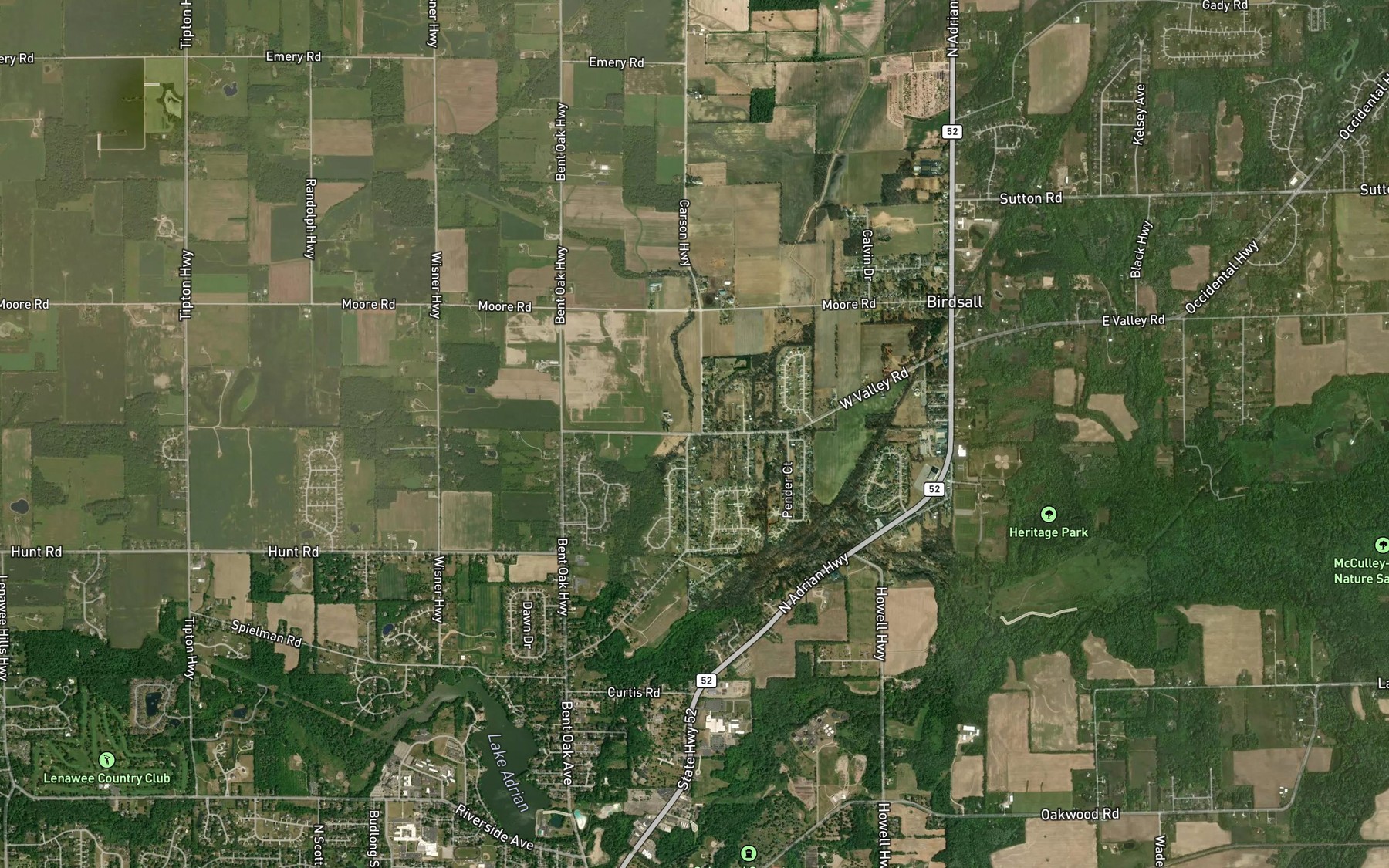 Satellite map of the Harkness Drain