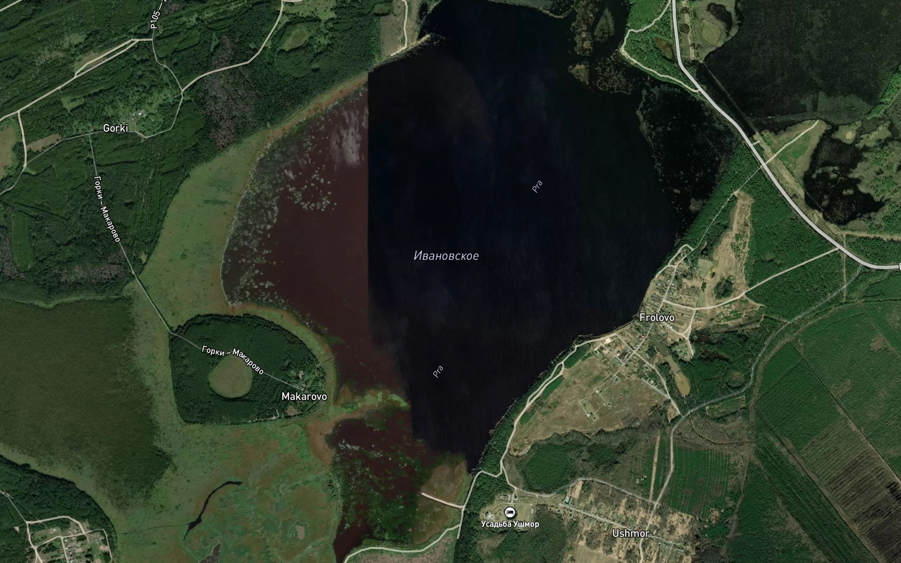 Satellite map of the Ozero Ivanovskoye