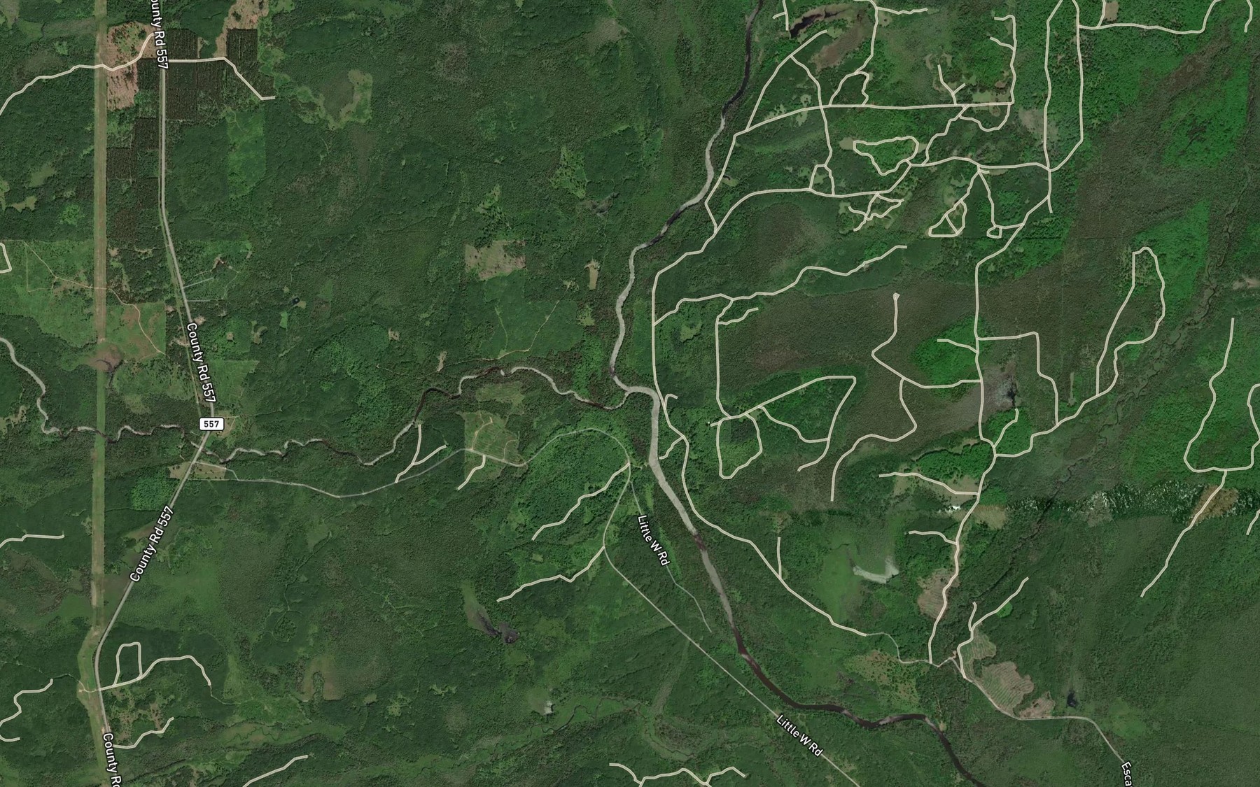 Satellite map of the West Branch Escanaba River