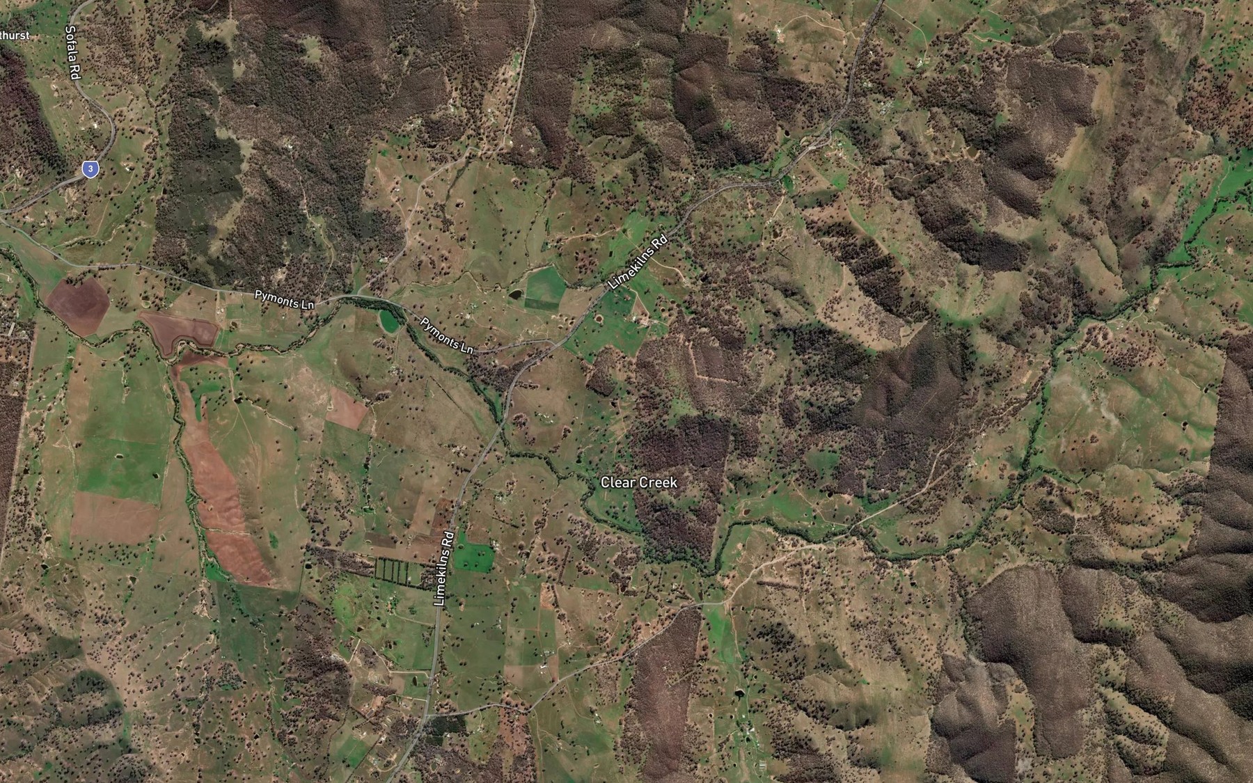 Satellite map of the Clear Creek