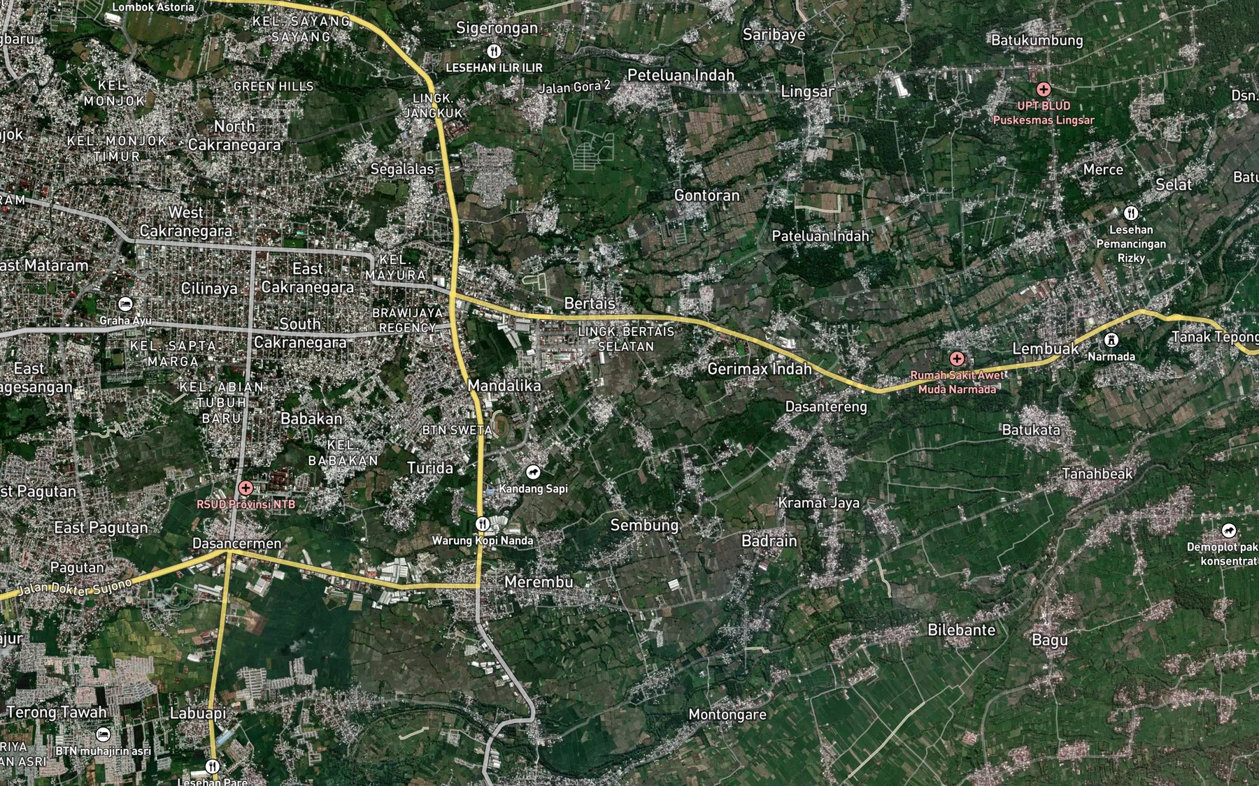 Satellite map of the Telabah Gerung