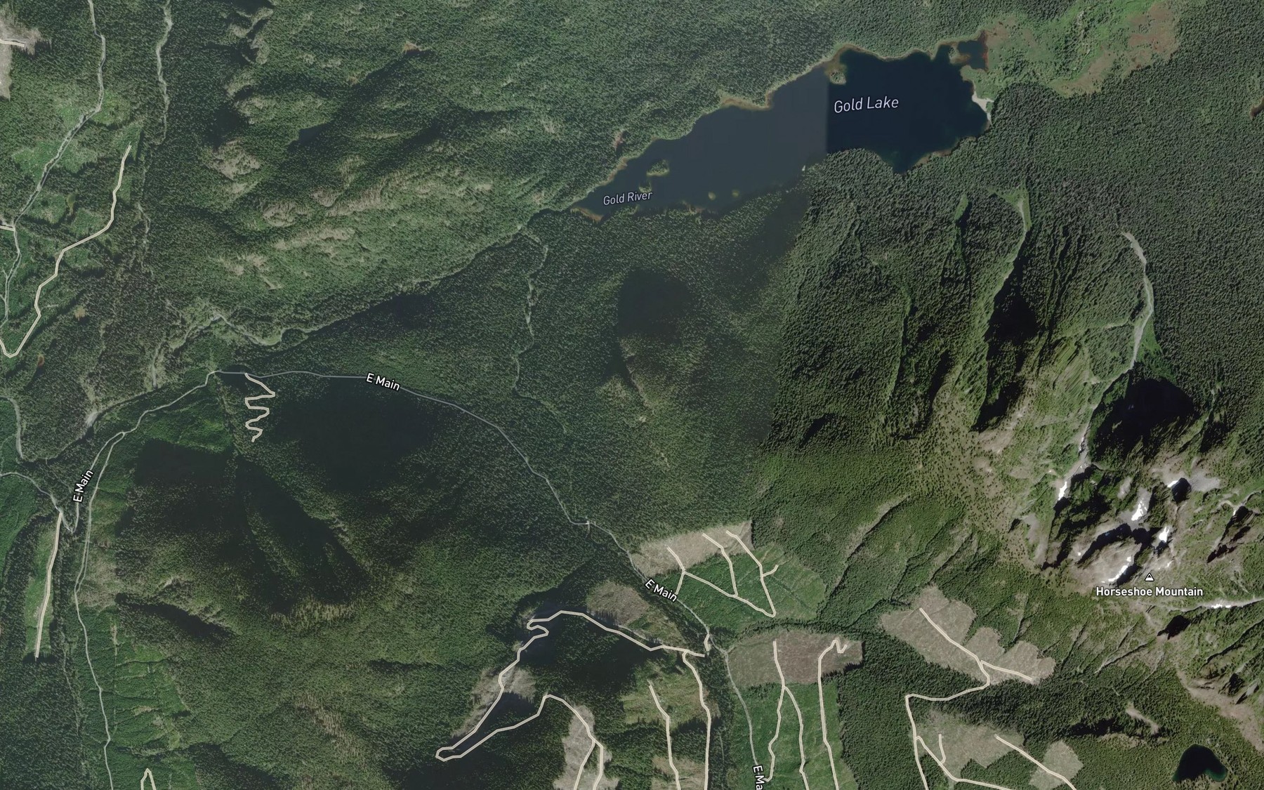 Satellite map of the Horseshoe Creek