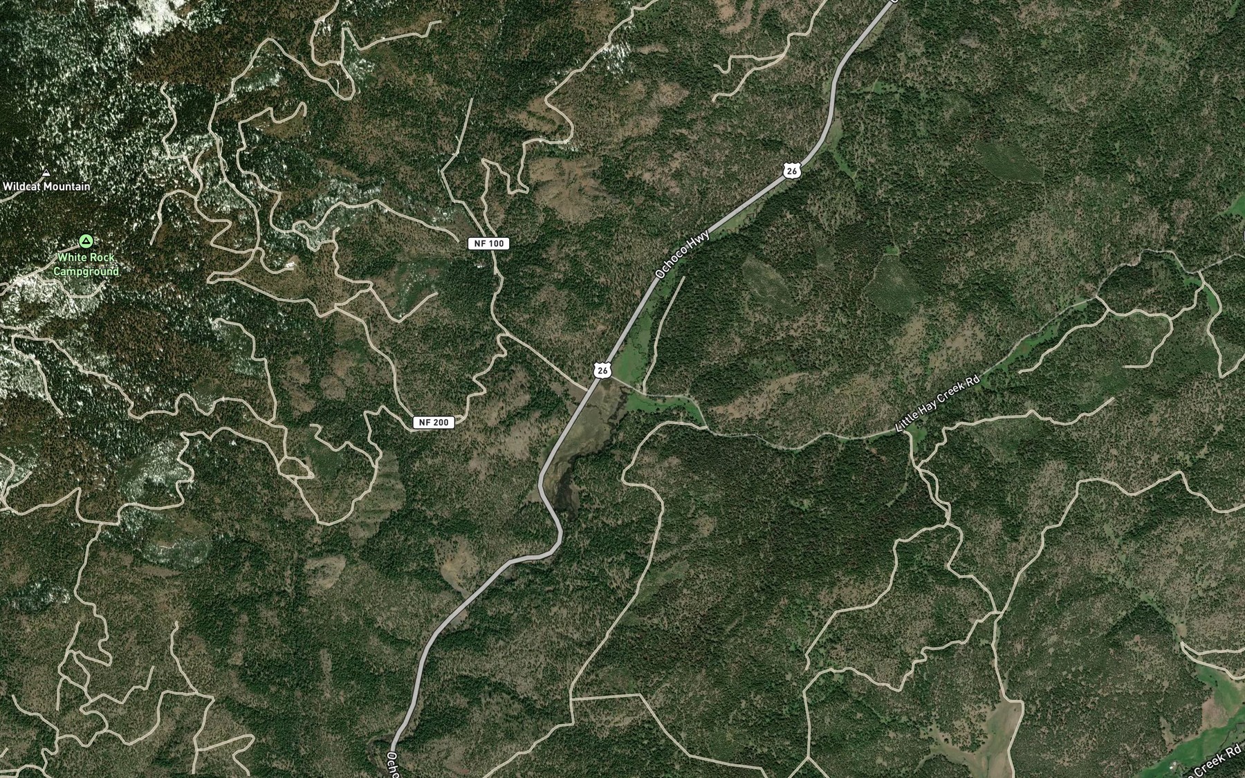 Satellite map of the Little Hay Creek