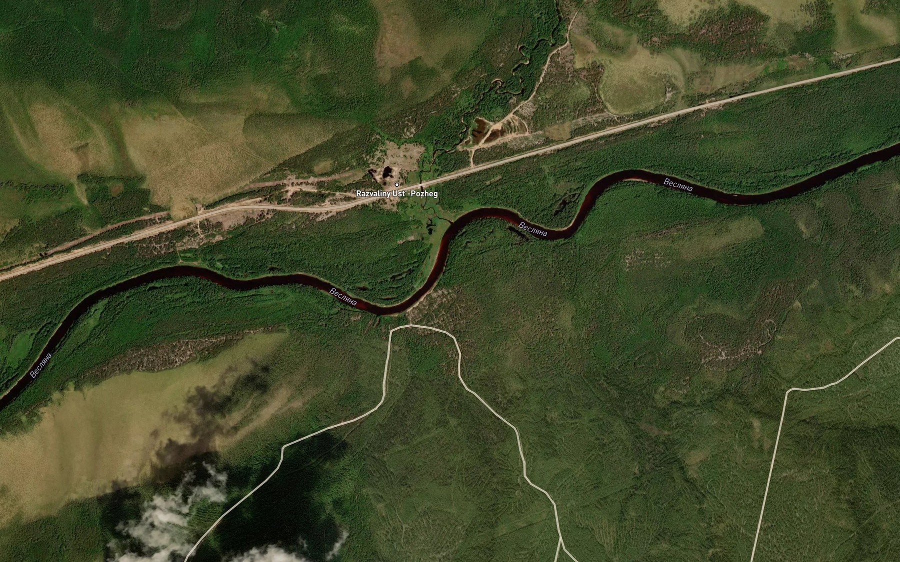 Satellite map of the Pozheg