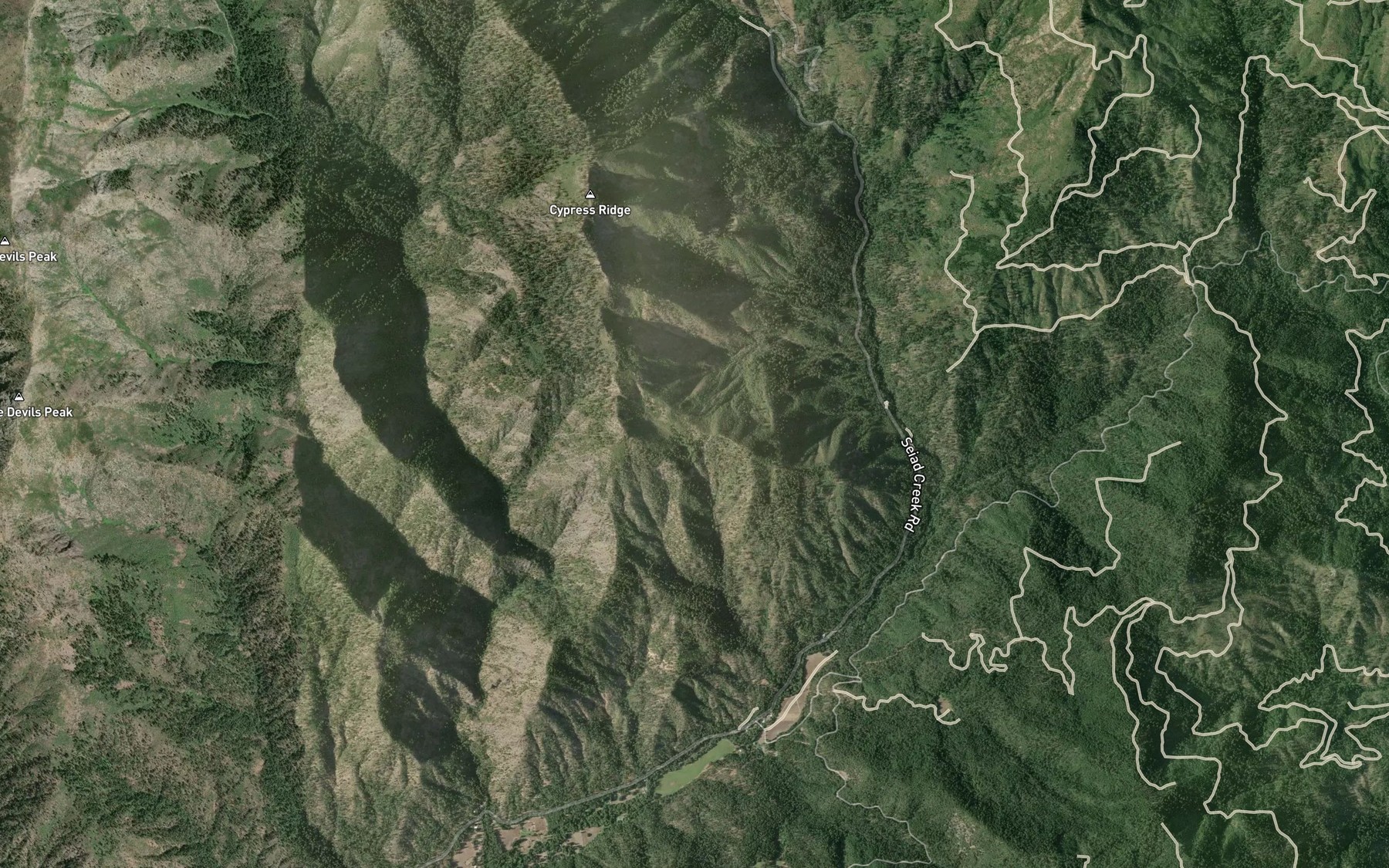 Satellite map of the Alder Spring
