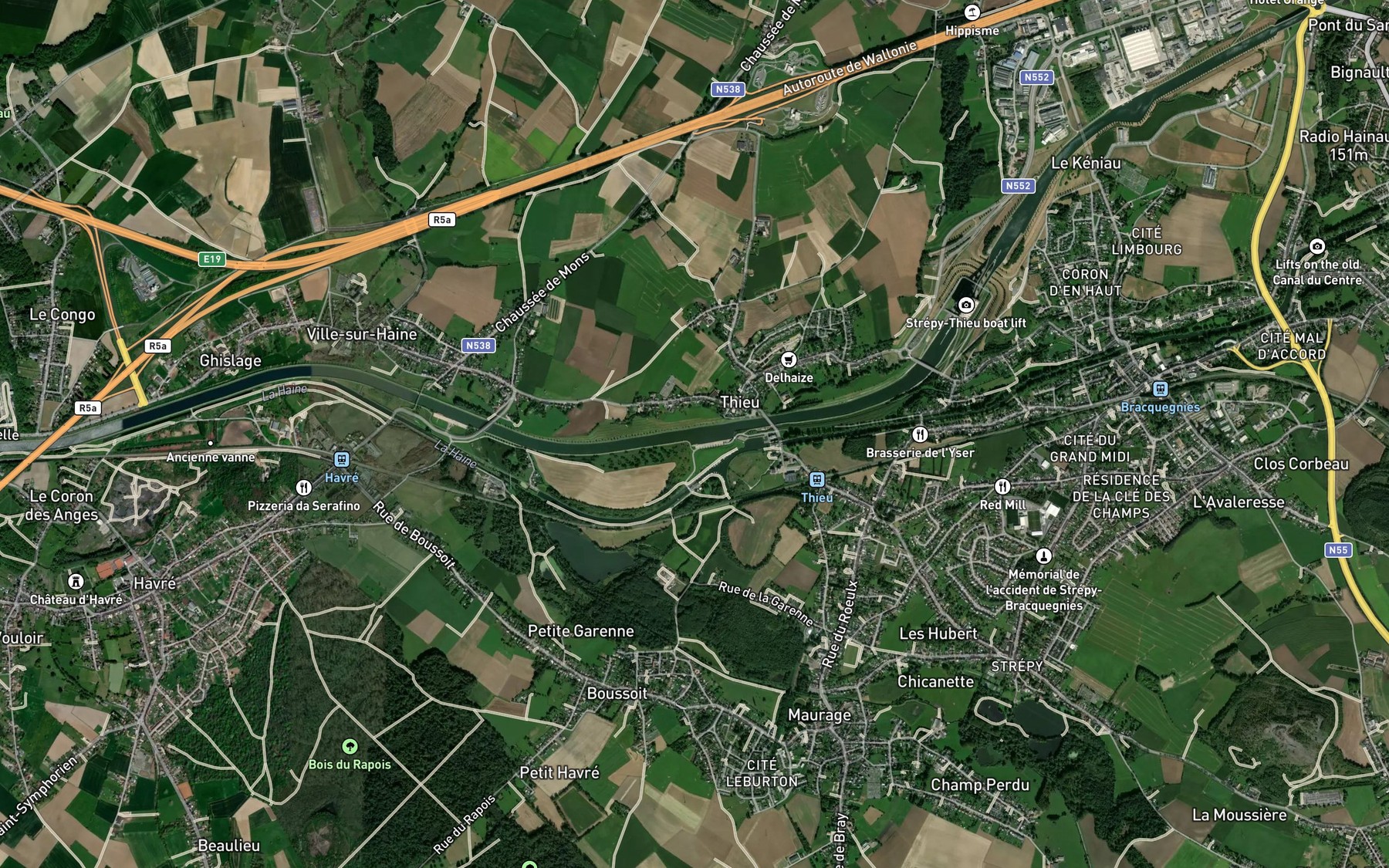 Satellite map of the Canal du Centre