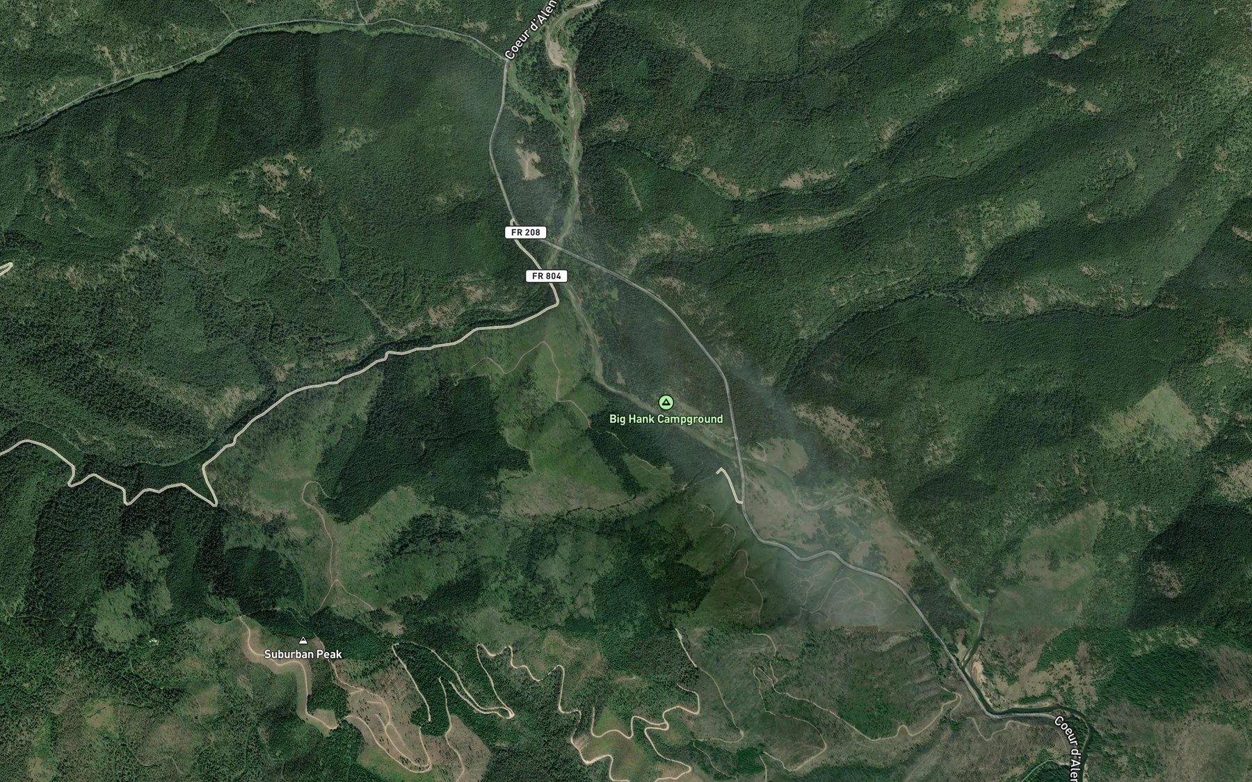 Satellite map of the Debbs Creek