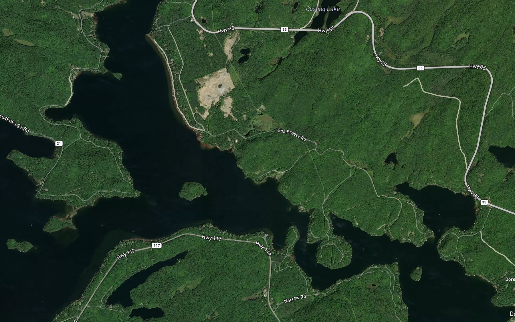 Satellite map of the Ten Mile Creek