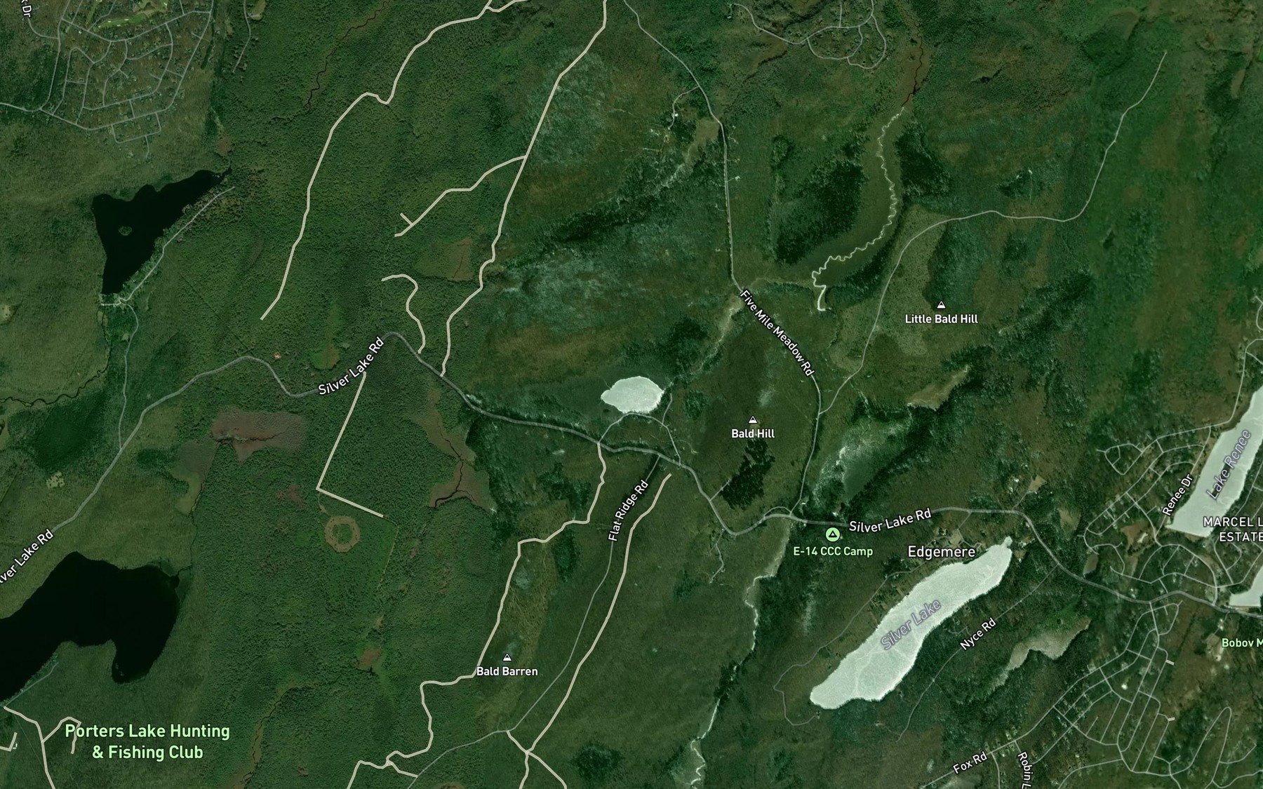 Satellite map of the Little Mud Pond