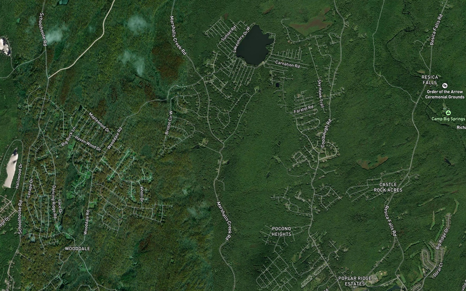 Satellite map of the Bear Swamp Run