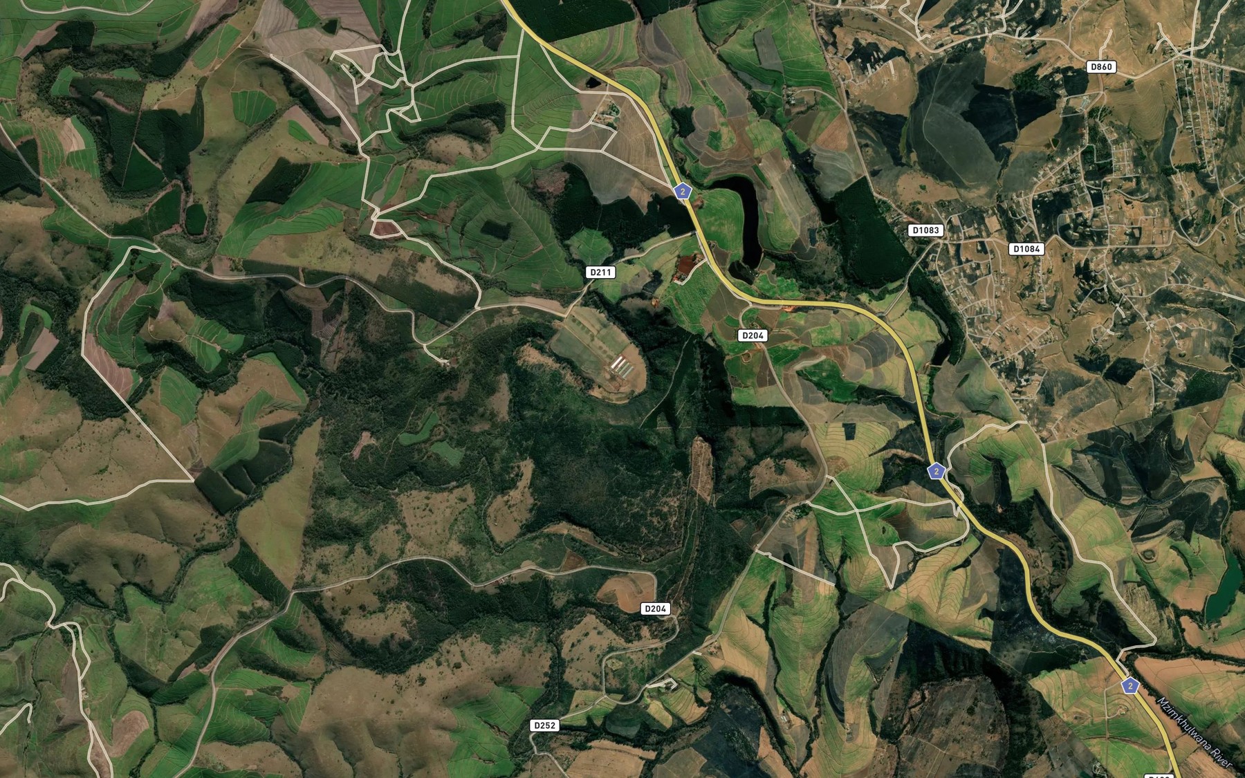Satellite map of the Umzingeli River